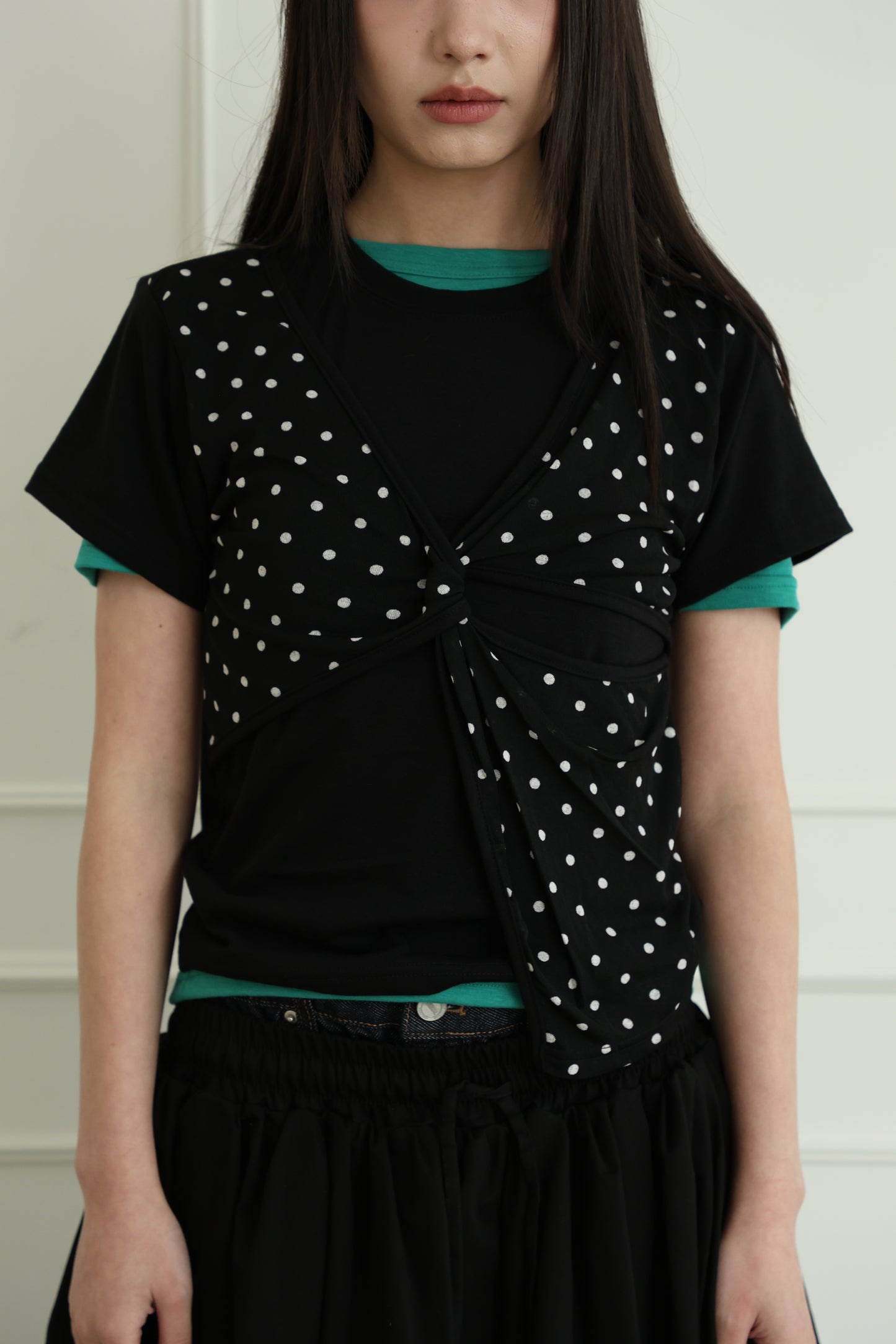 kink polka dot short-sleeved top