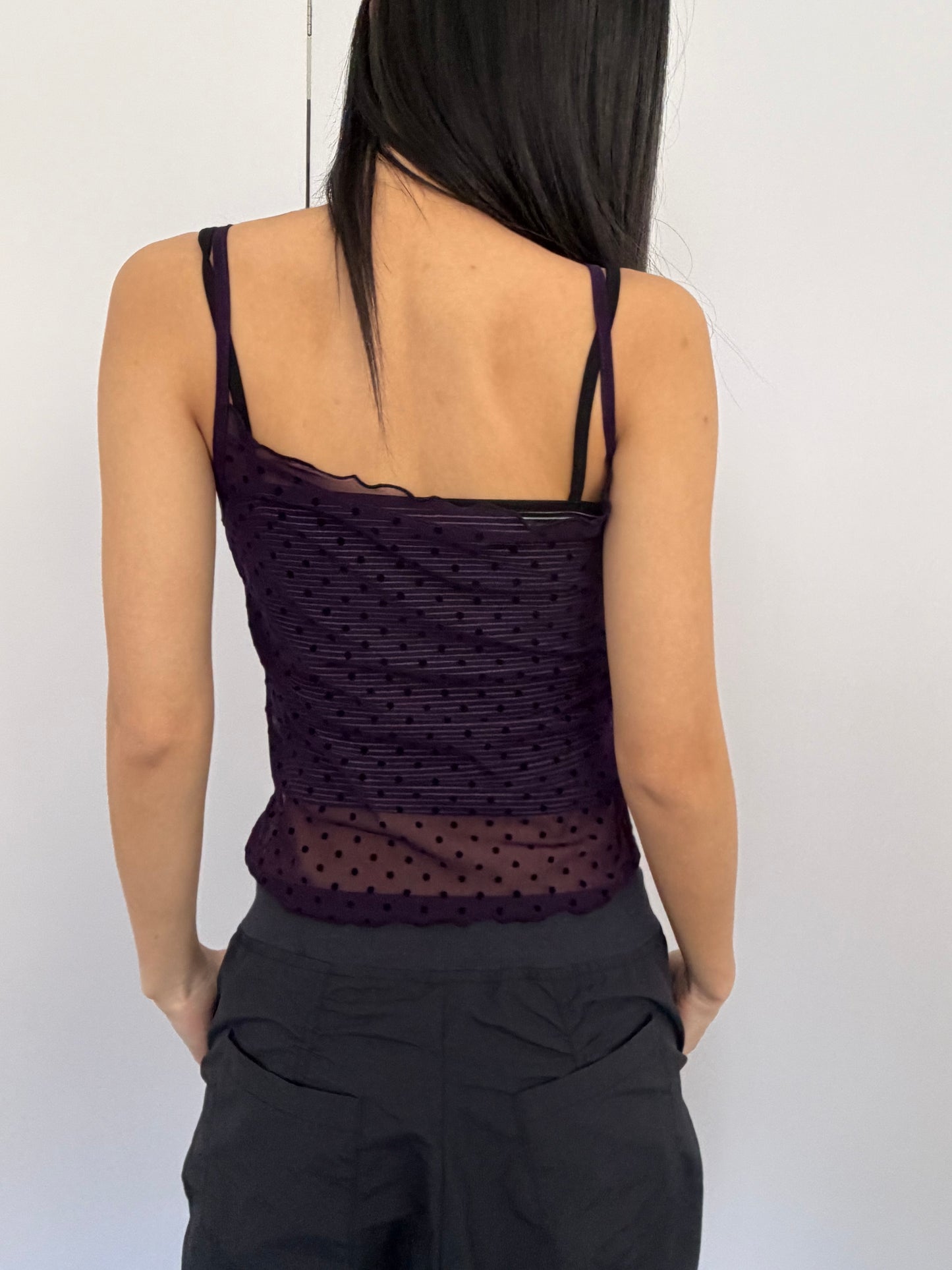 Sheer polka dot vest