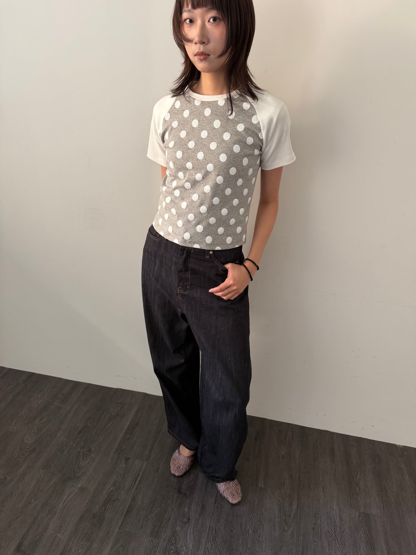 輕磅原色寬版牛仔褲