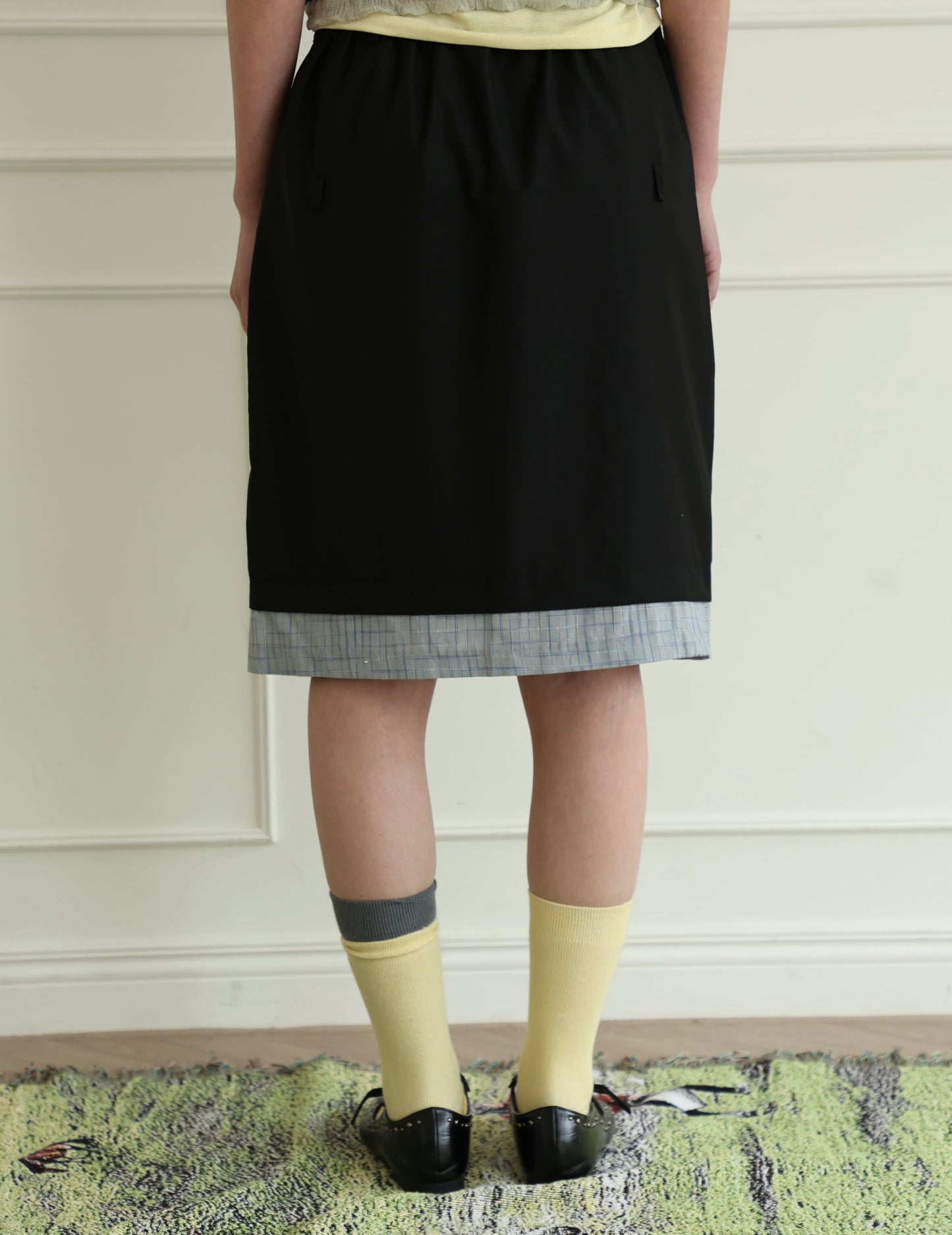 Suit-style plaid skirt