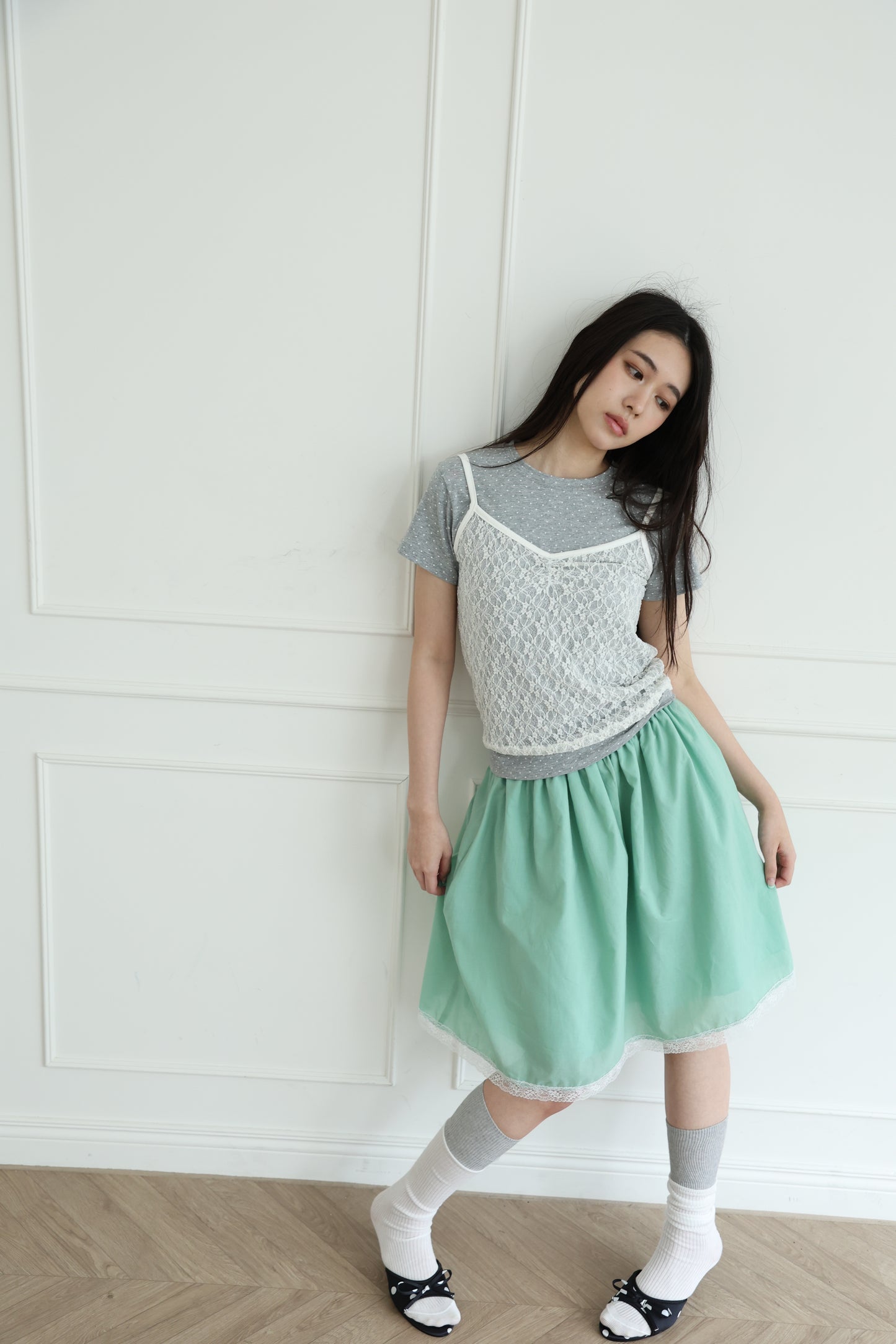 Basic polka dot short-sleeved top