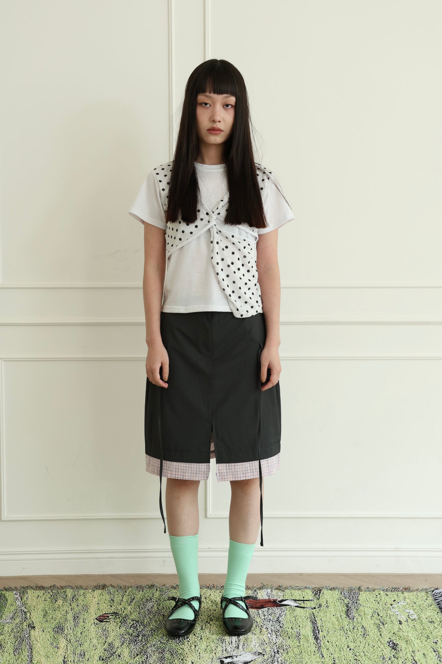 kink polka dot short-sleeved top