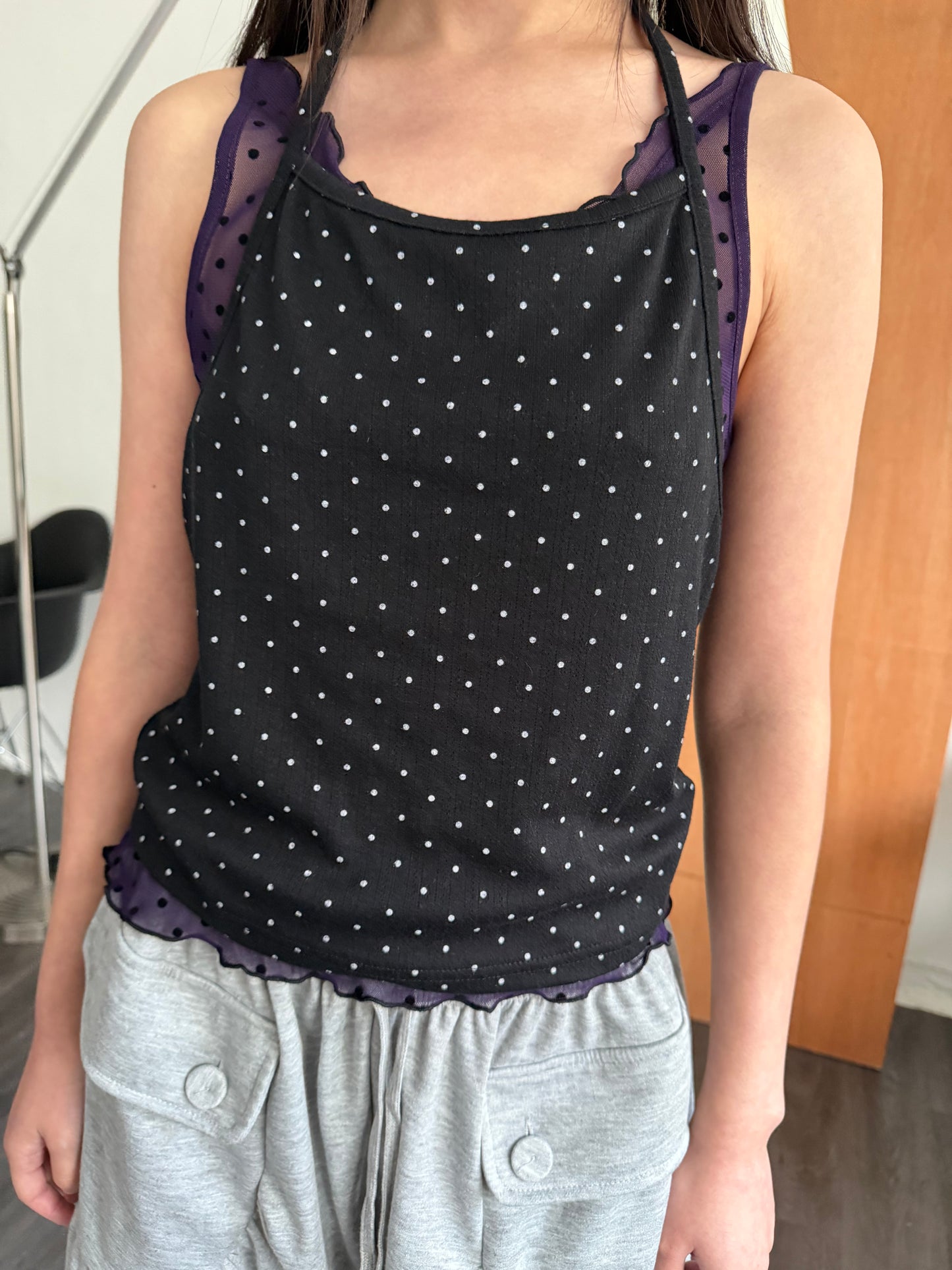 Polka-dot halter top