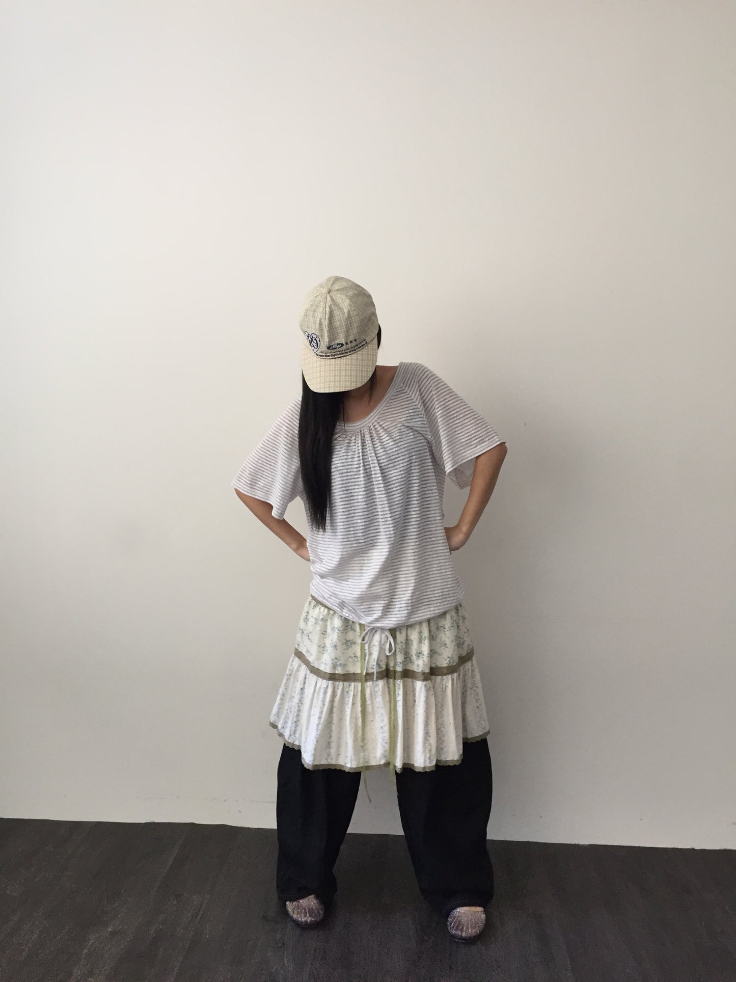 Loose striped long top