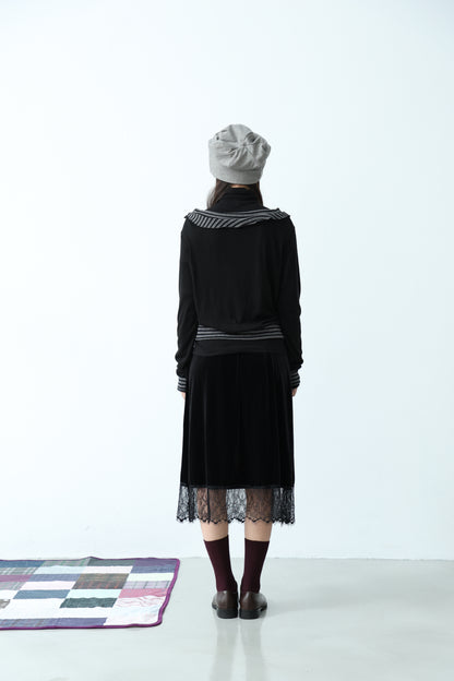 Suede Lace-Trim Skirt
