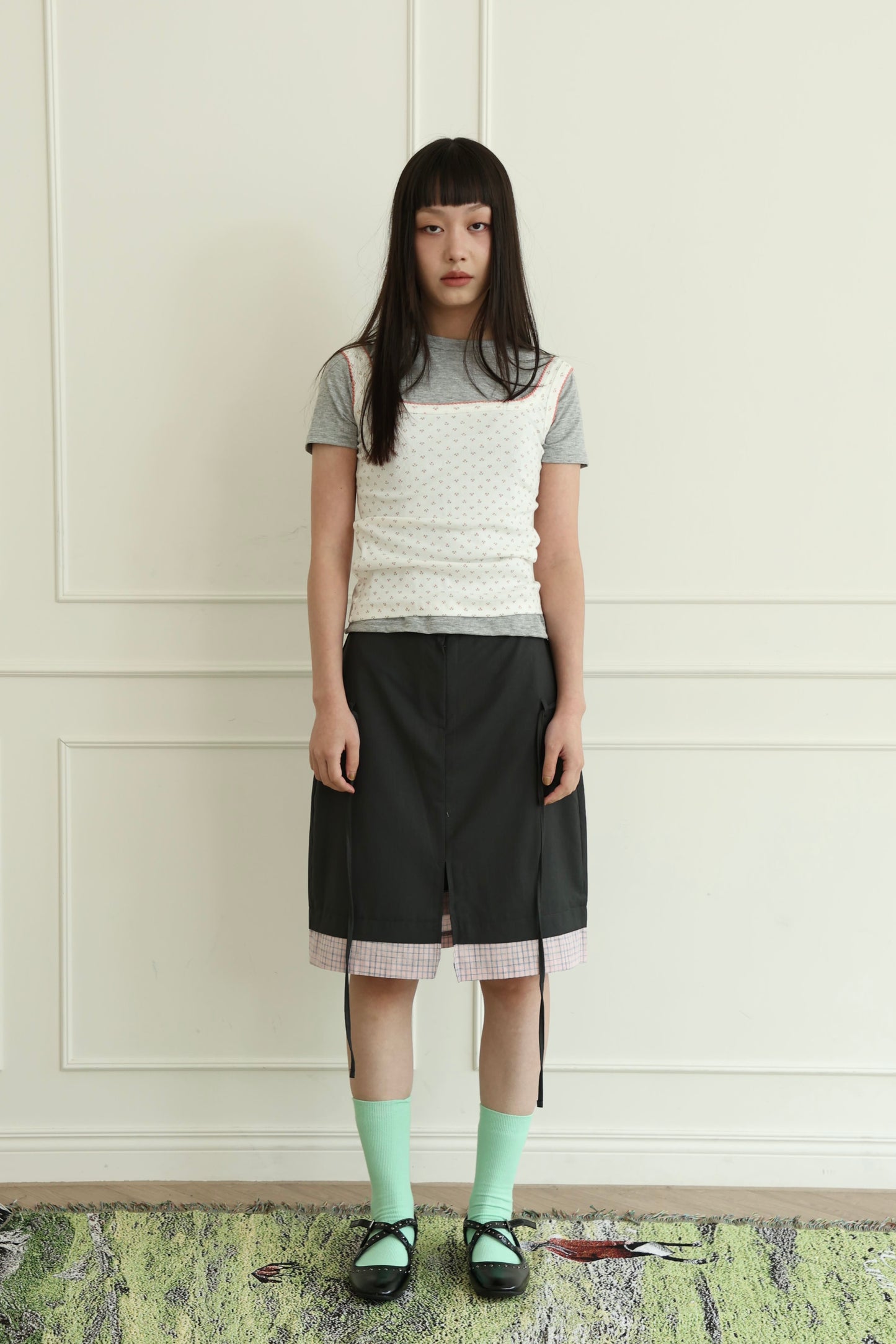 Suit-style plaid skirt