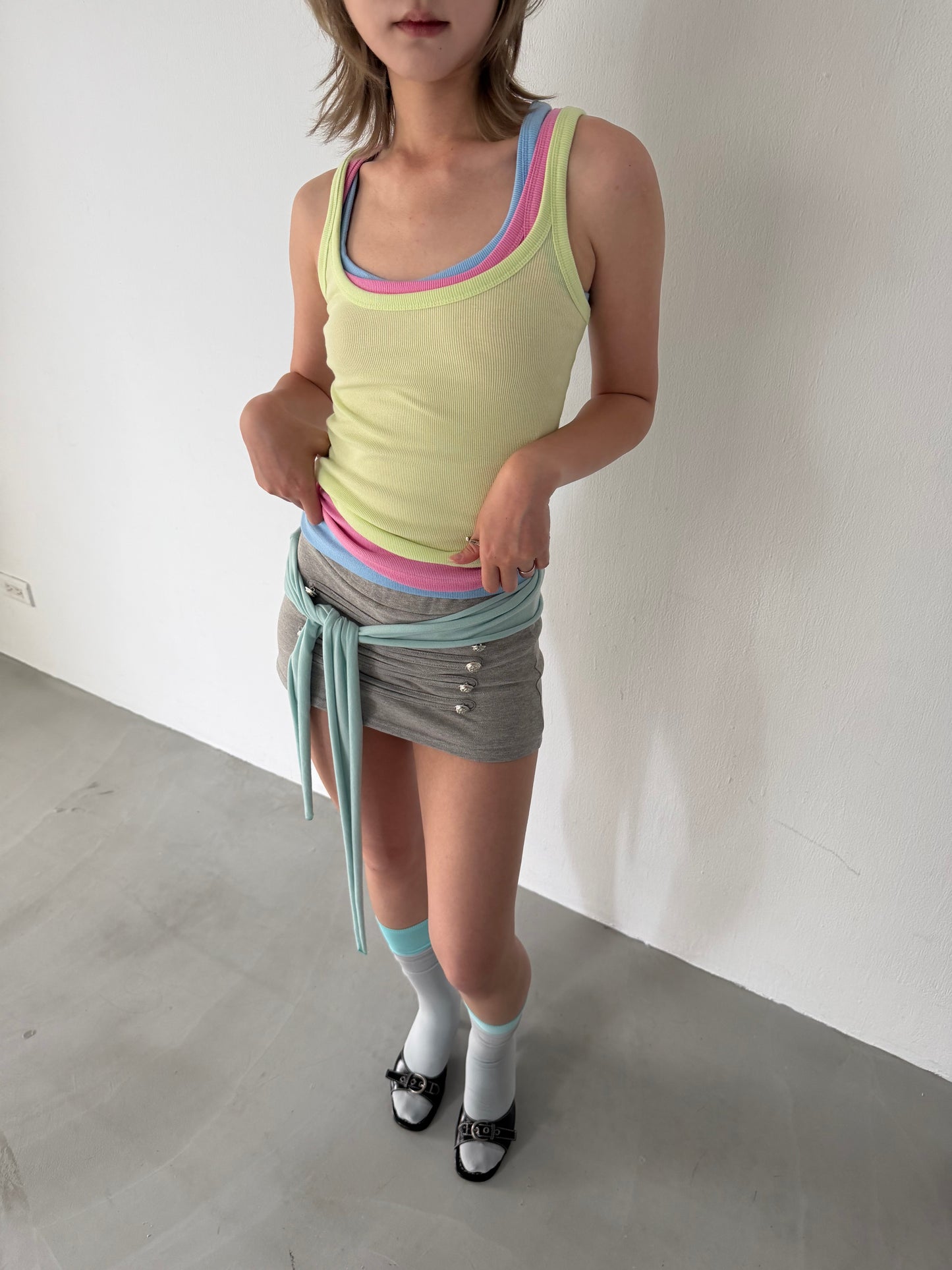 Brightly colored spaghetti strap tank top