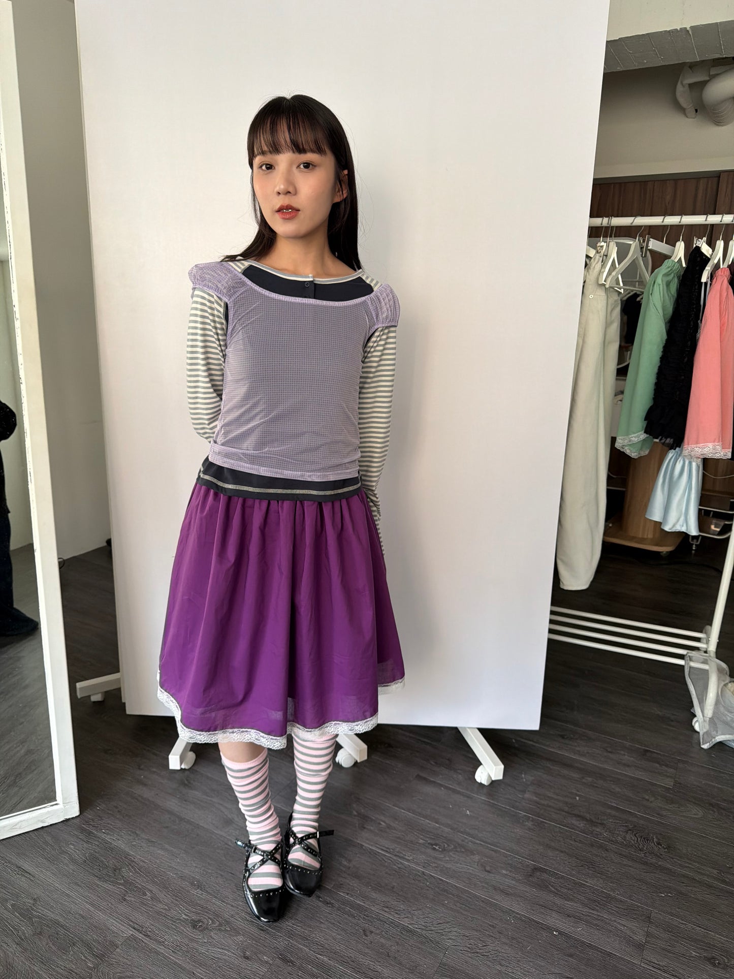 Brightly colored lace puff skirt