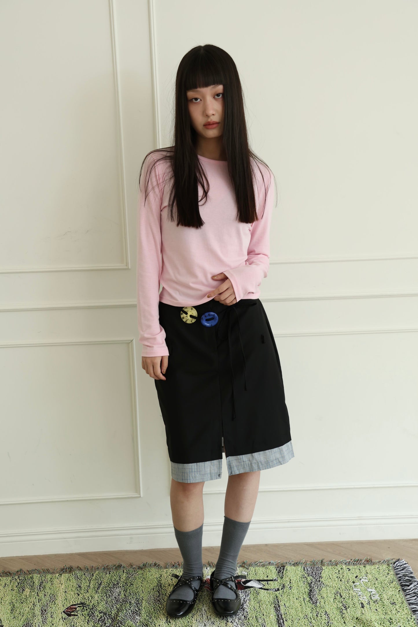 Suit-style plaid skirt