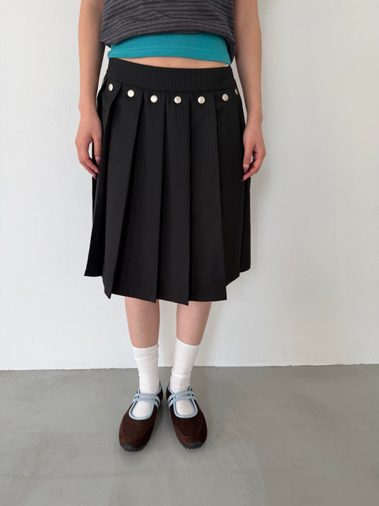 Studded striped suit pleated skirt
