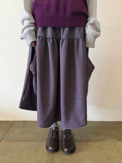 Draped Pocket Button Midi Skirt