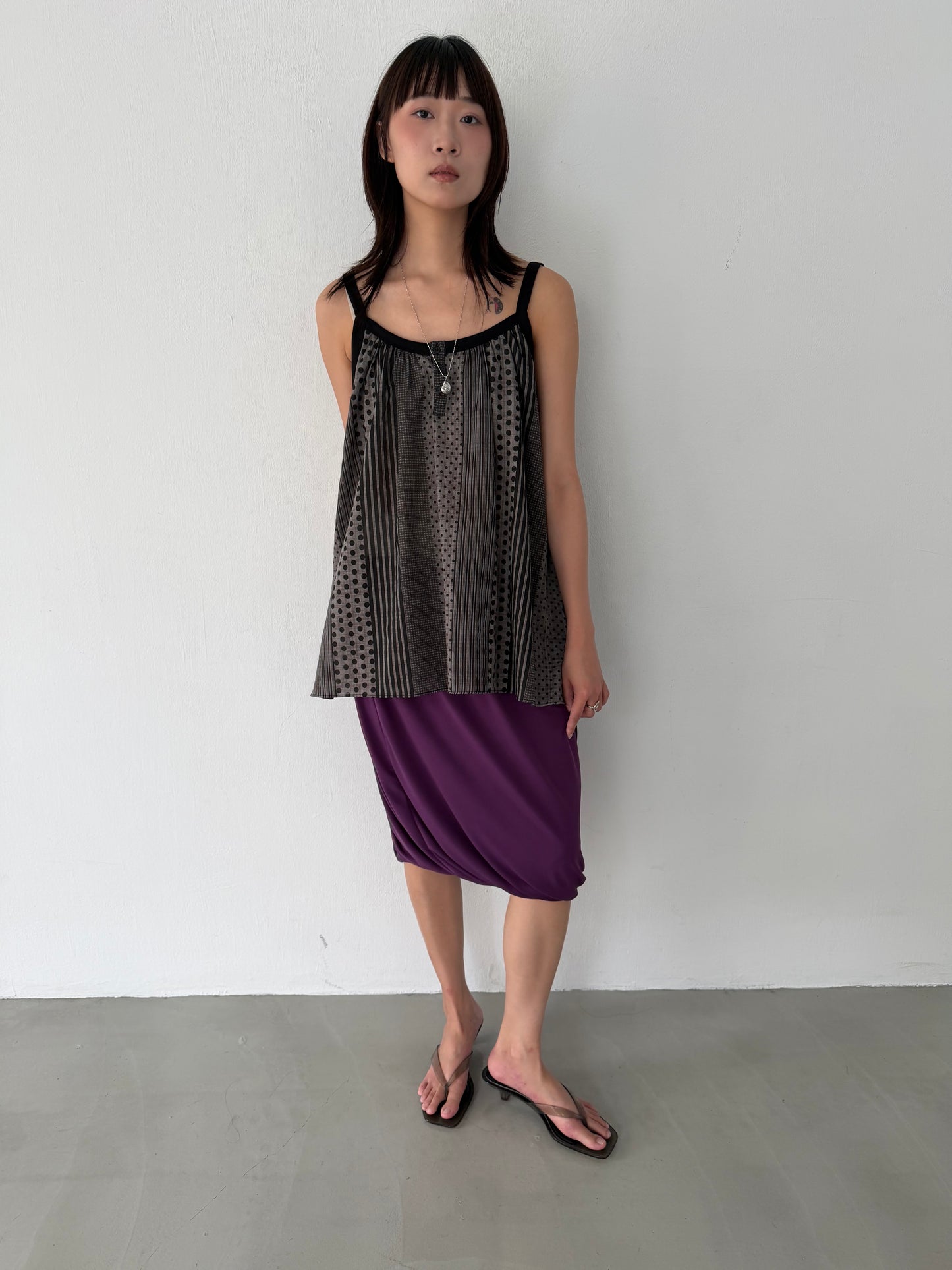 Dresses with thin straps in mixed materials
