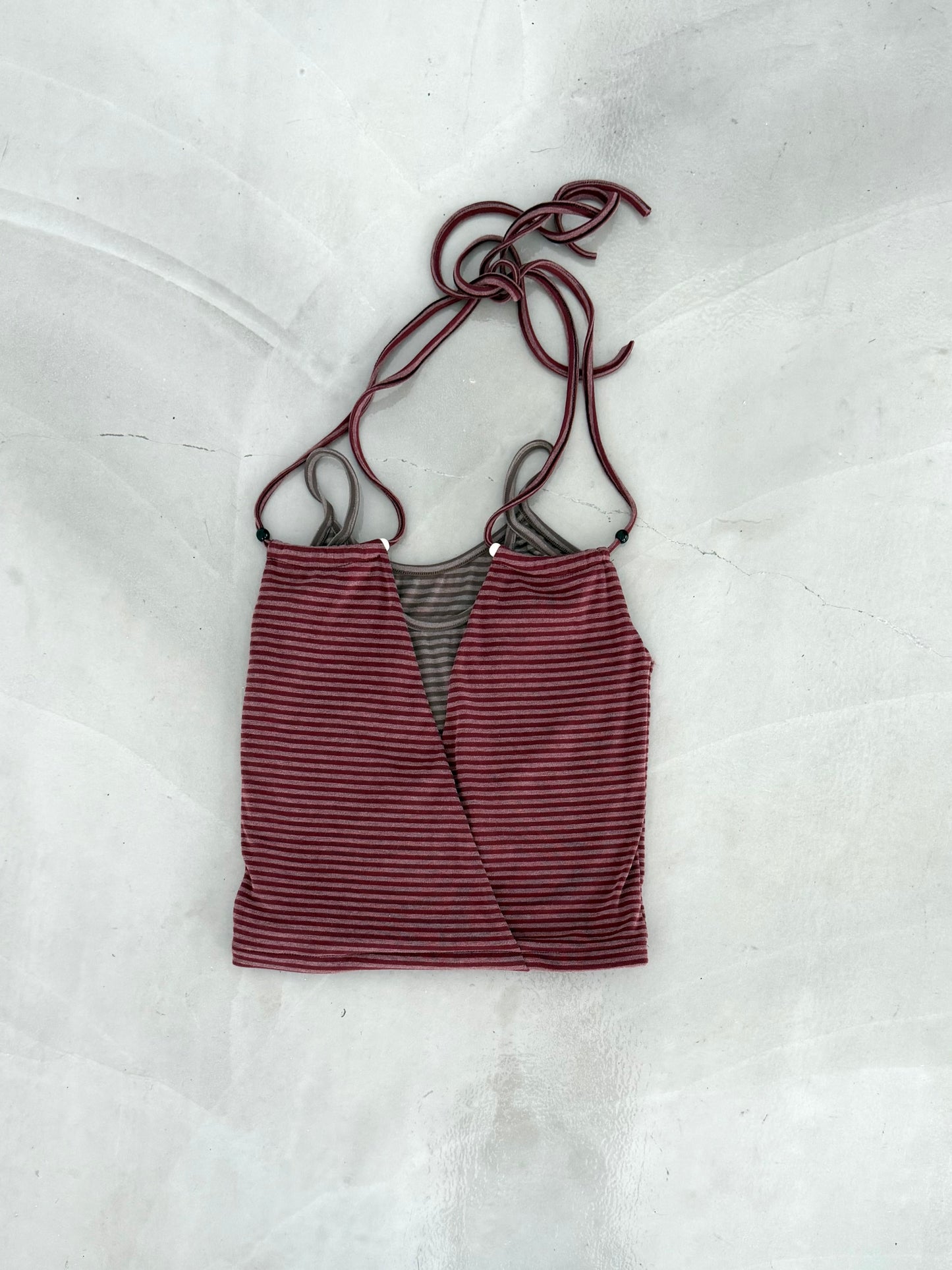 Two-piece striped beaded vest