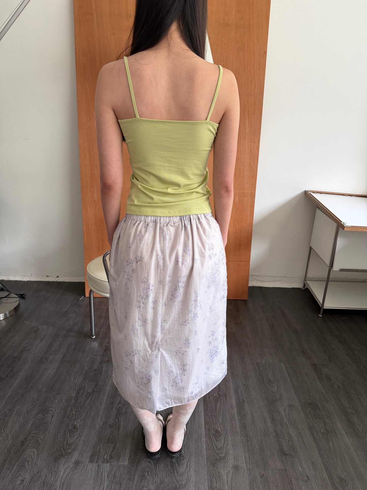 Sheer floral straight skirt