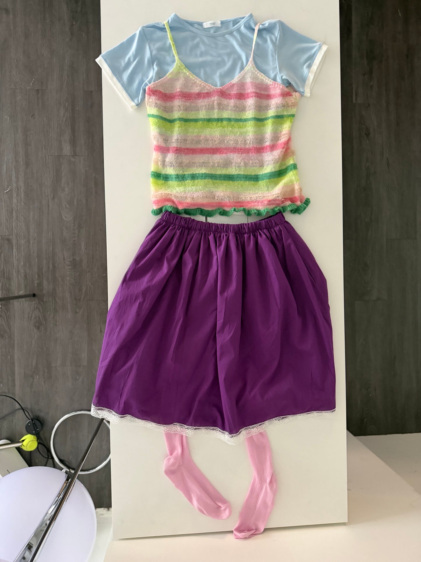 Brightly colored lace puff skirt