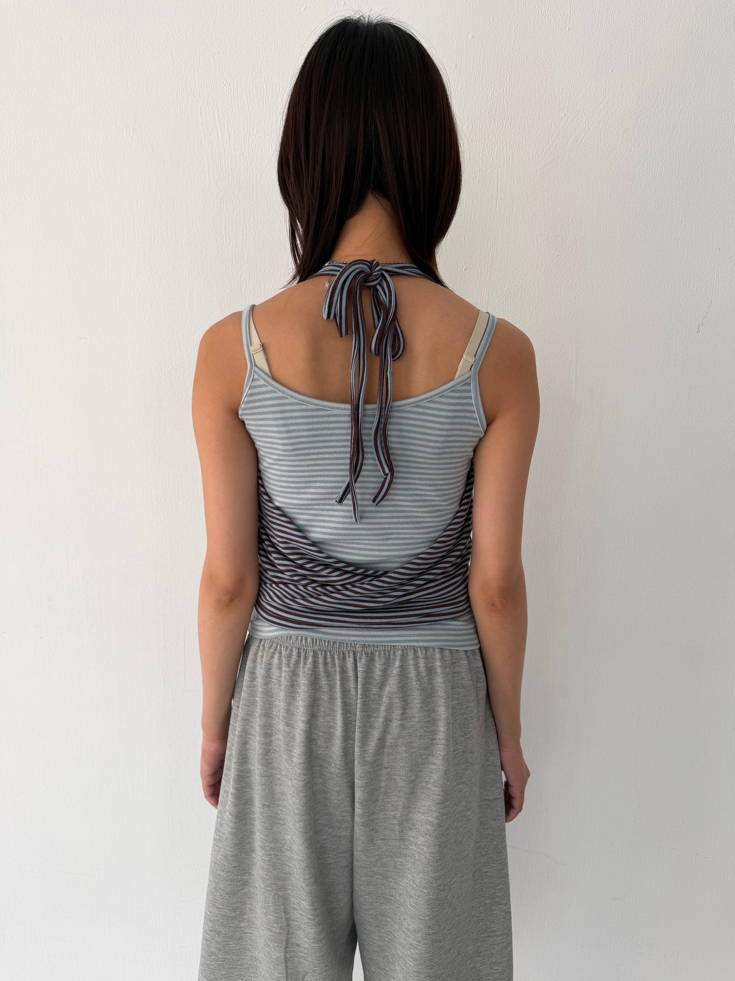 Two-piece striped beaded vest