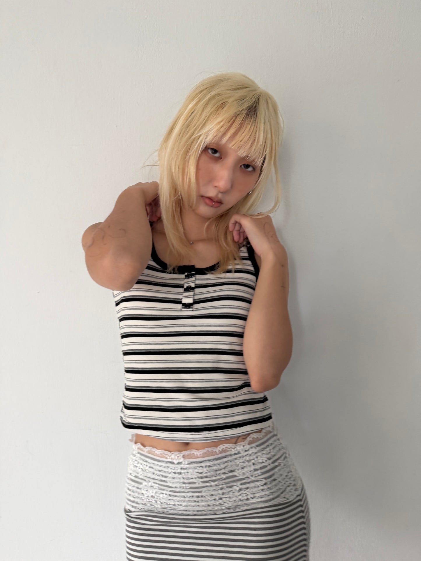 Striped bra cup vest