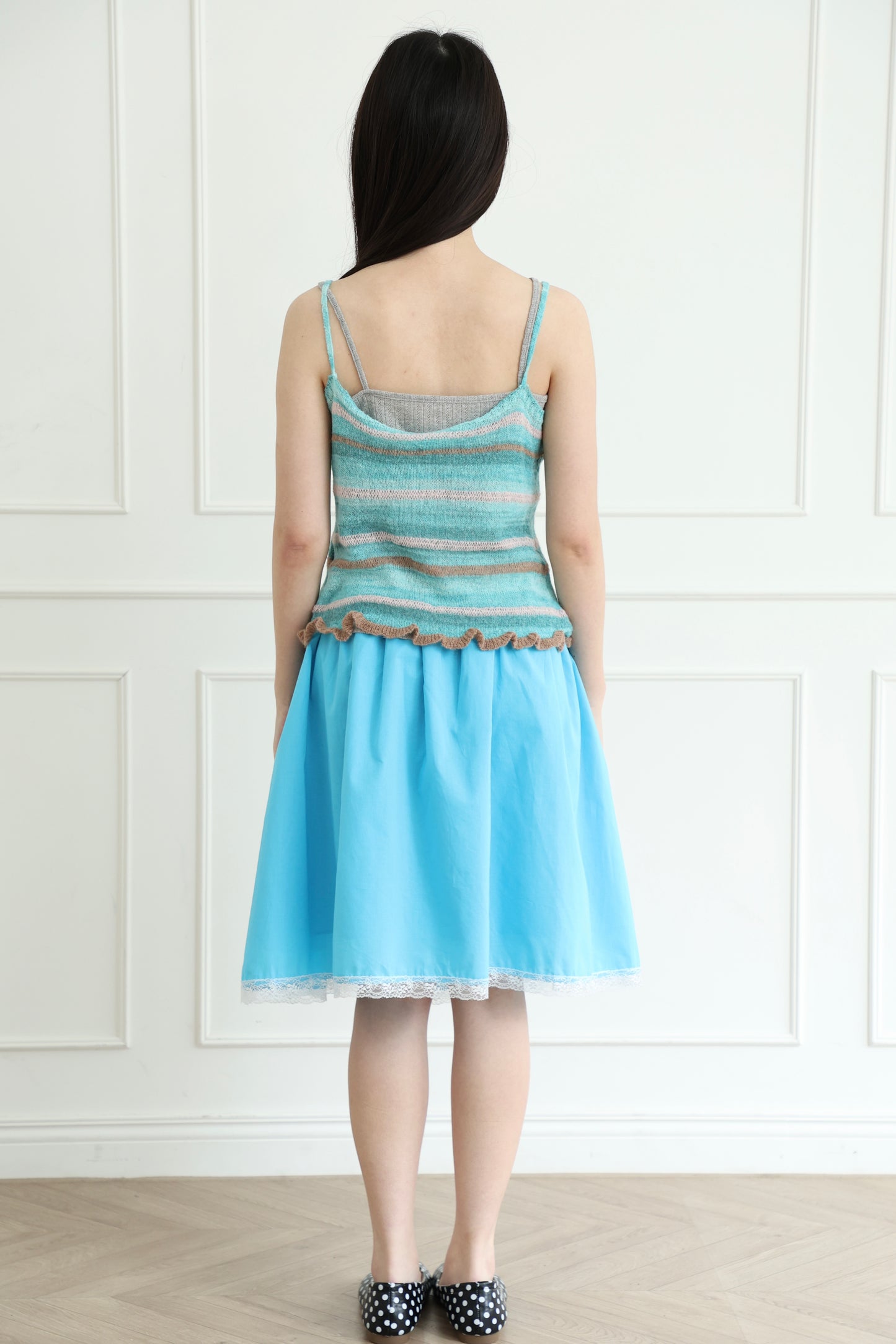 Knit striped spaghetti strap vest