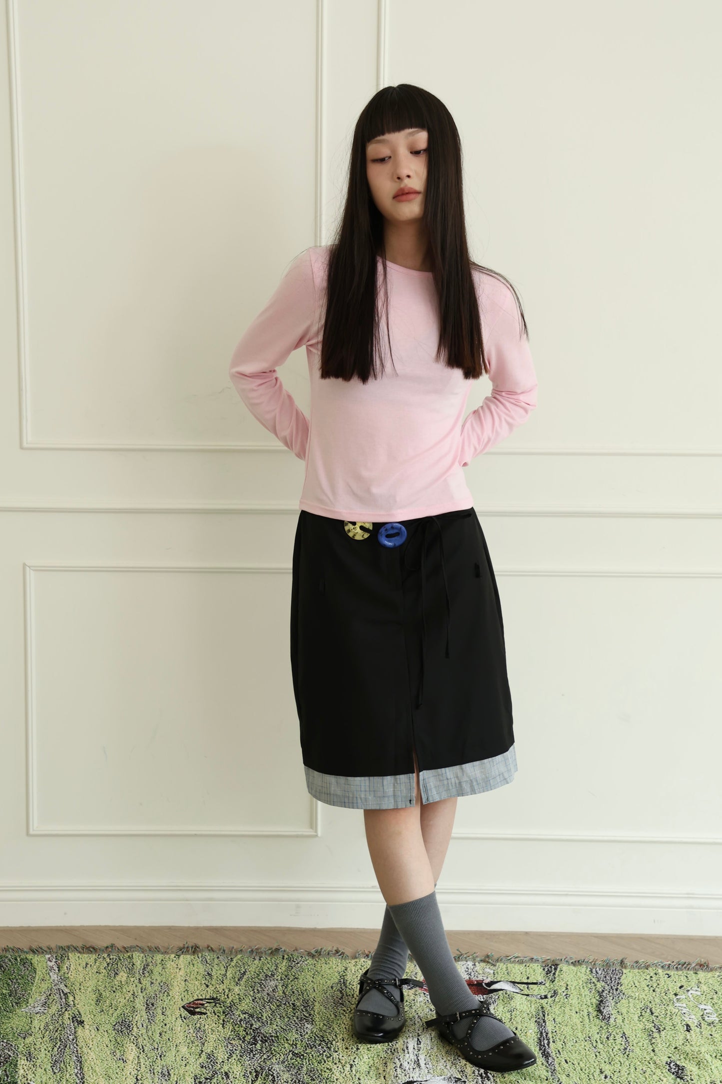 Suit-style plaid skirt