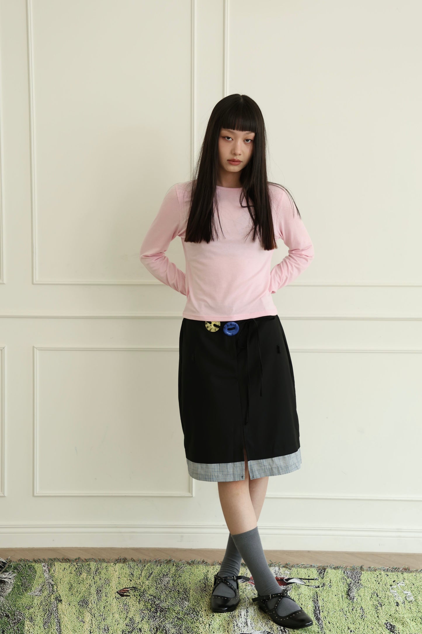Suit-style plaid skirt