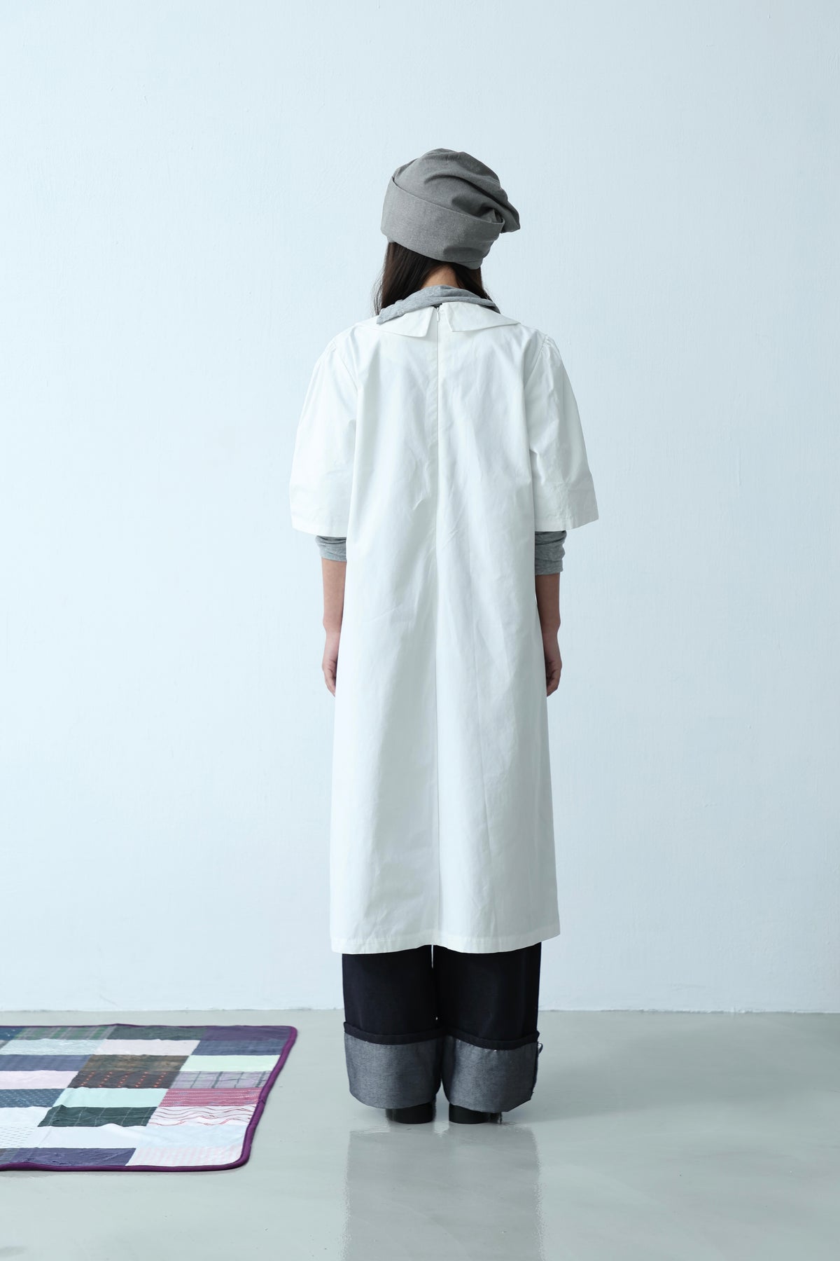 Cream Collar Pocket Dress
