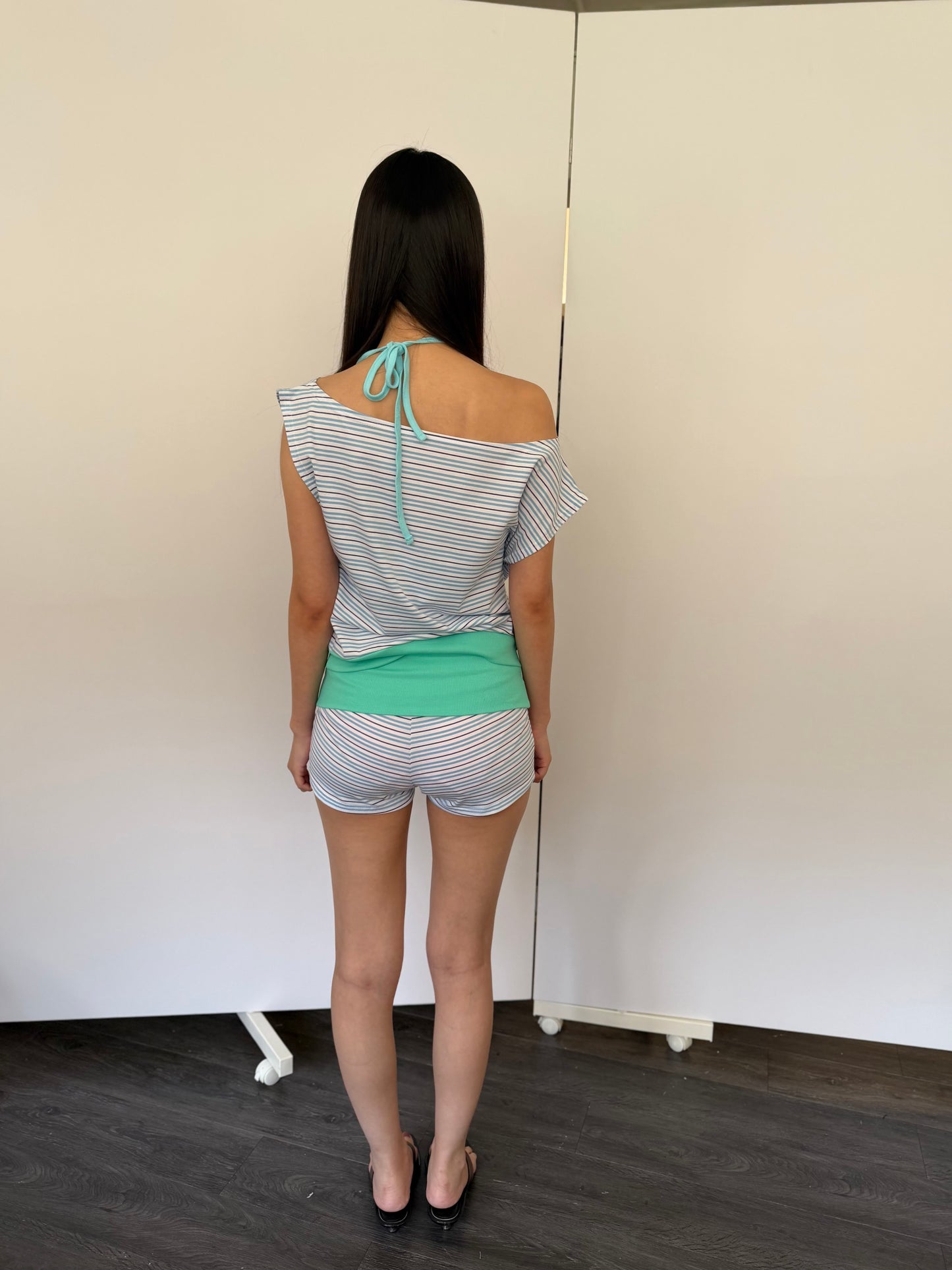 Striped Color-Block Top and Shorts Set