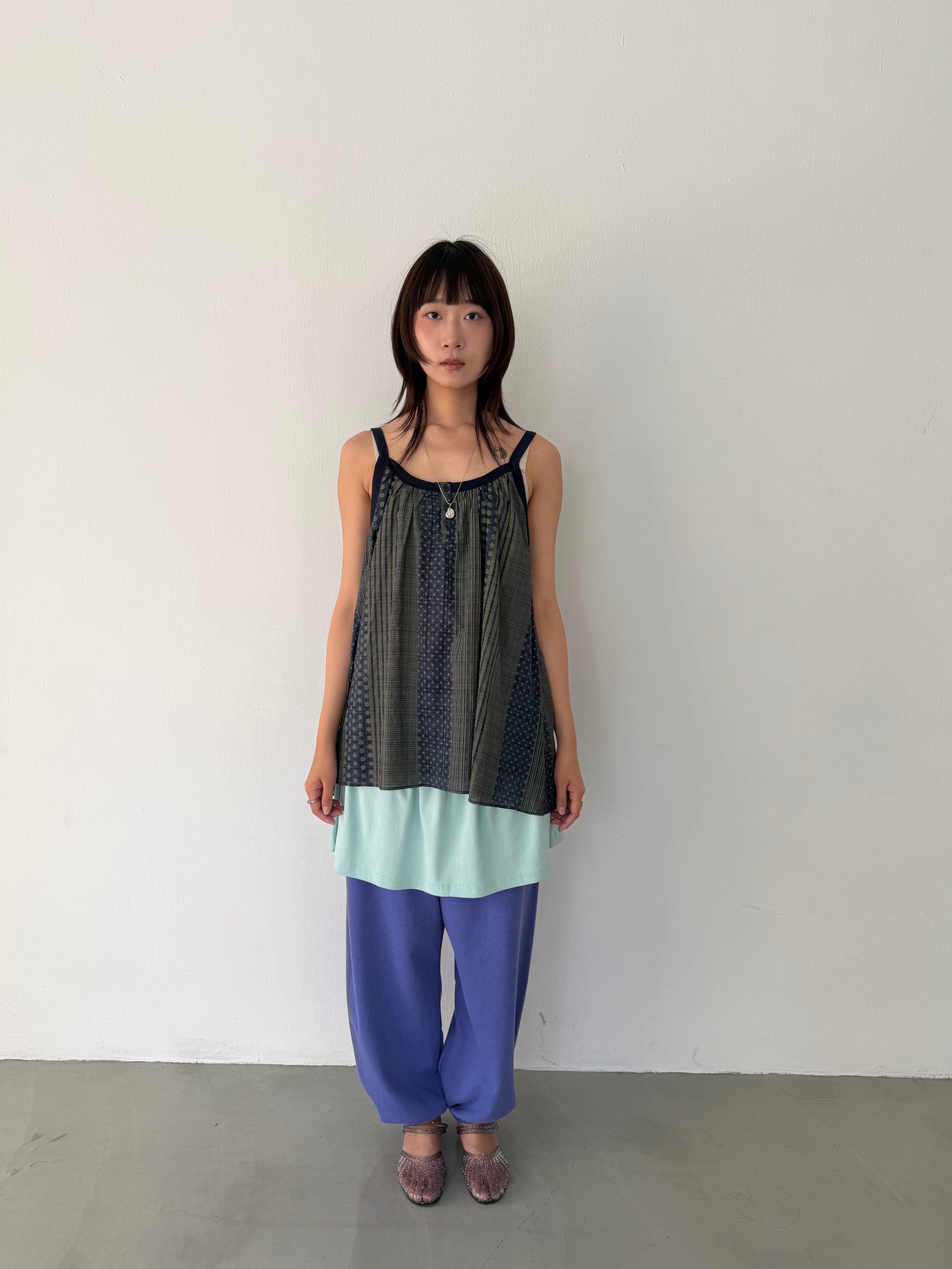 Dresses with thin straps in mixed materials