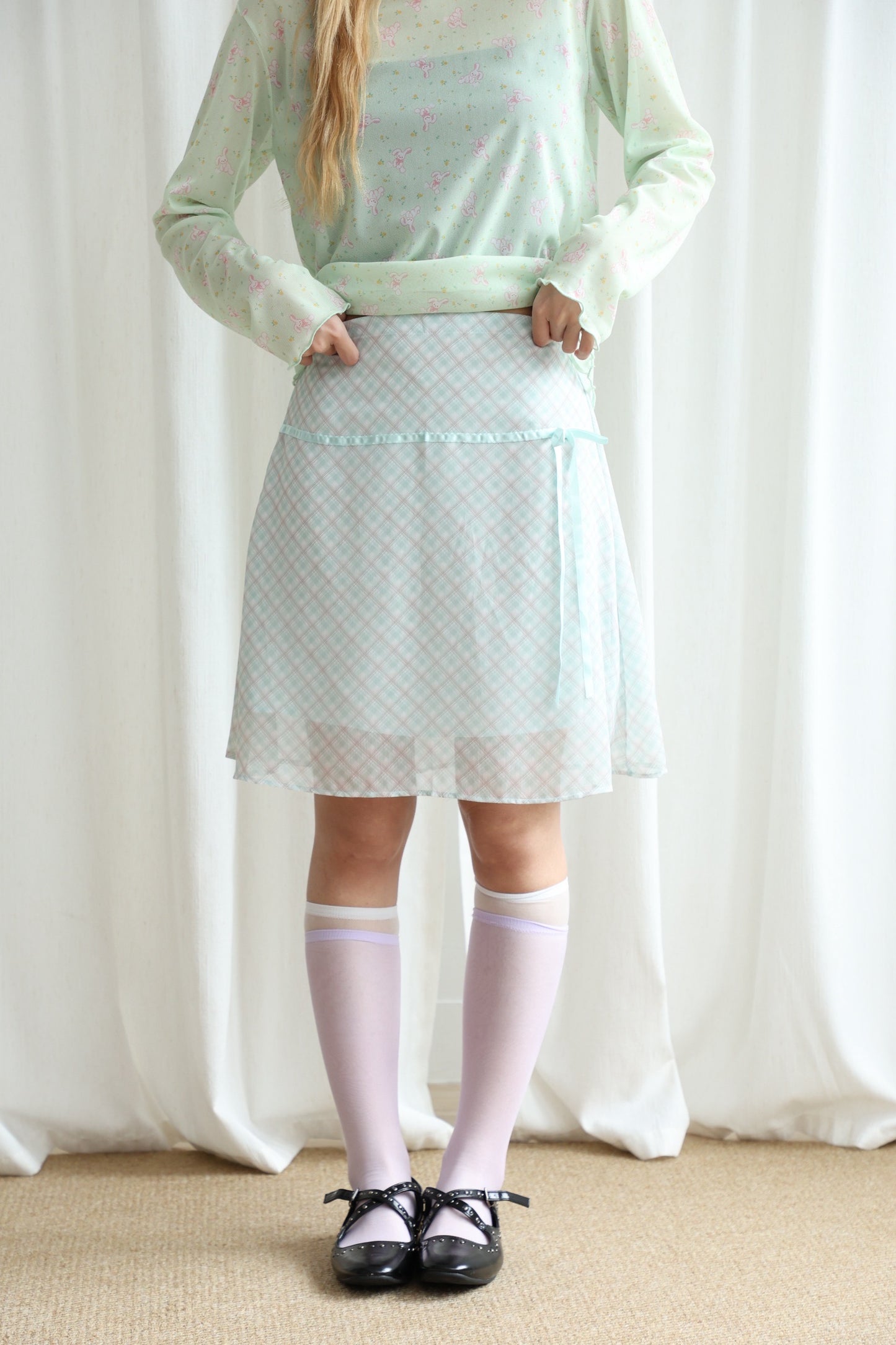 Sheer candy-colored mid-calf socks