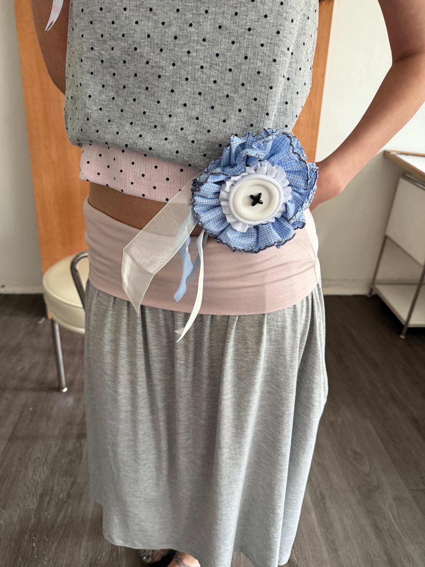 Ribbon, Lace, and Button Brooch
