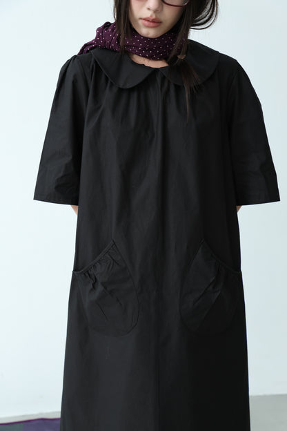 Cream Collar Pocket Dress