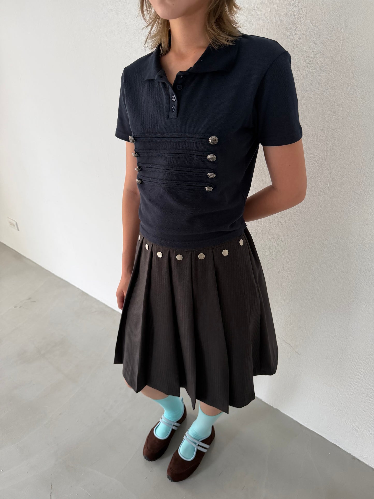 British style polo short-sleeved top