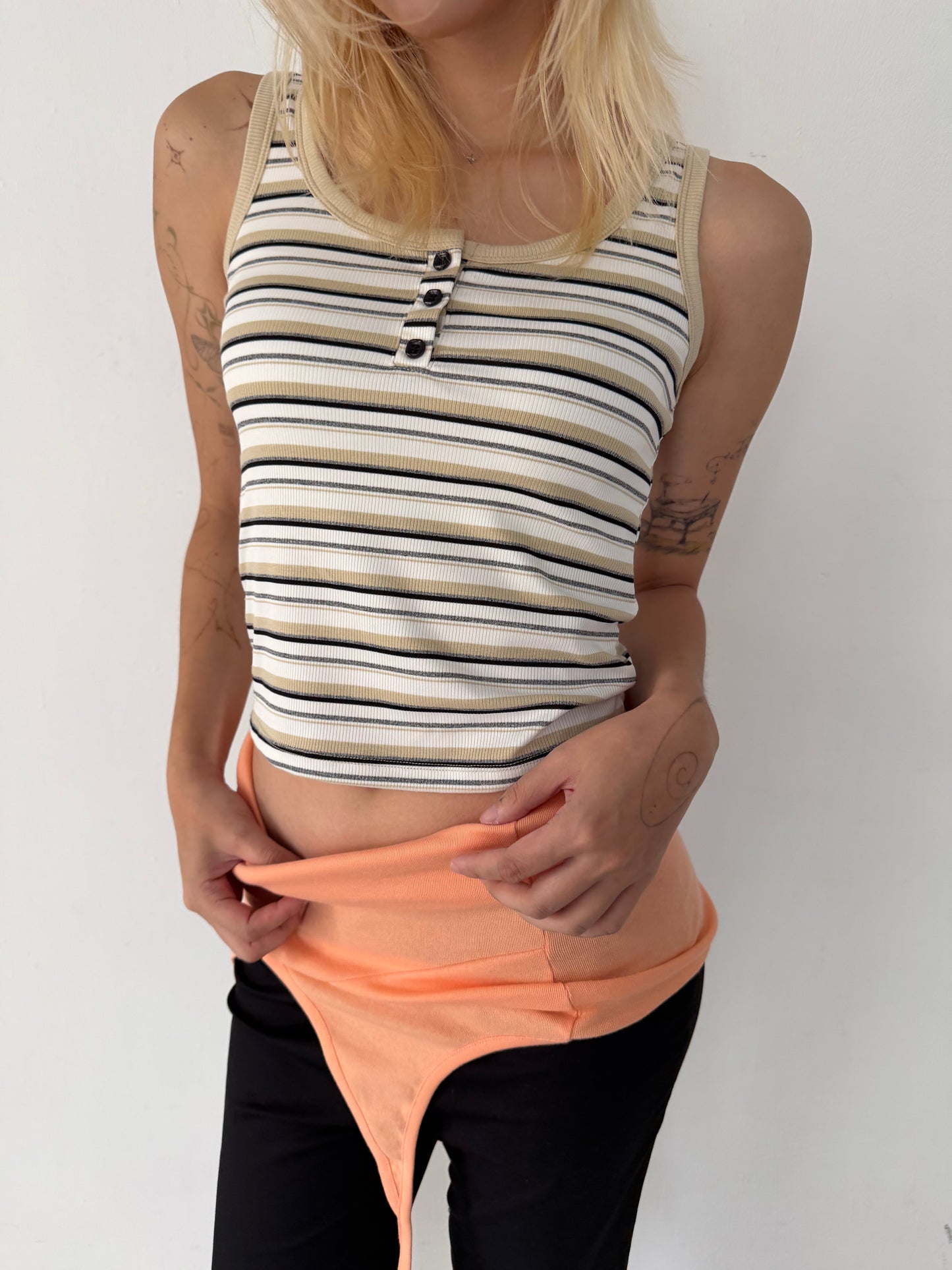 Striped bra cup vest
