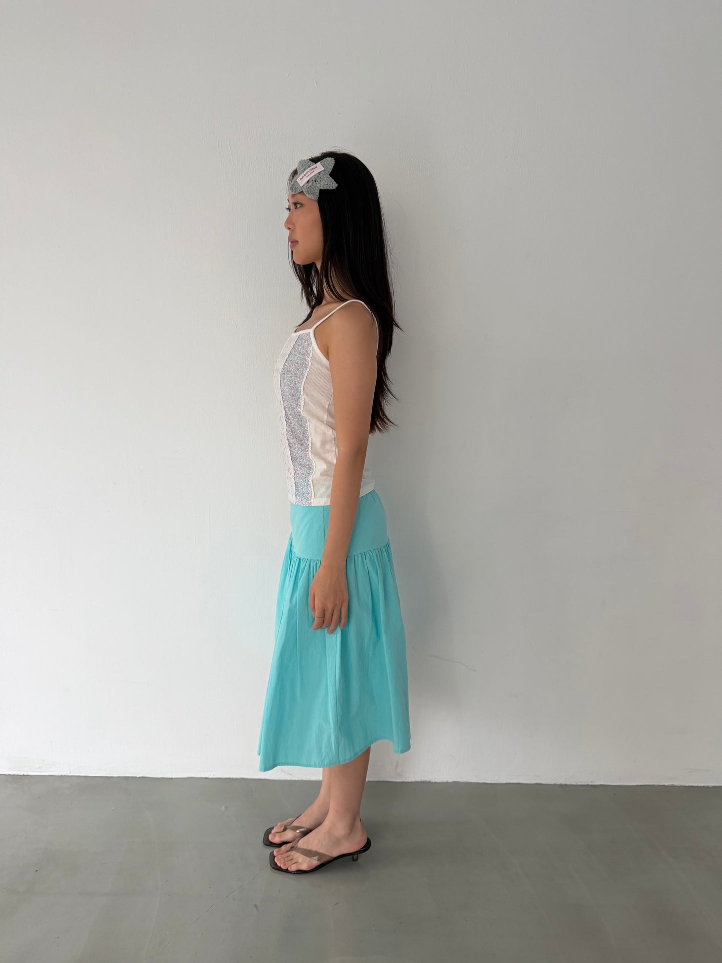 Side-button midi skirt