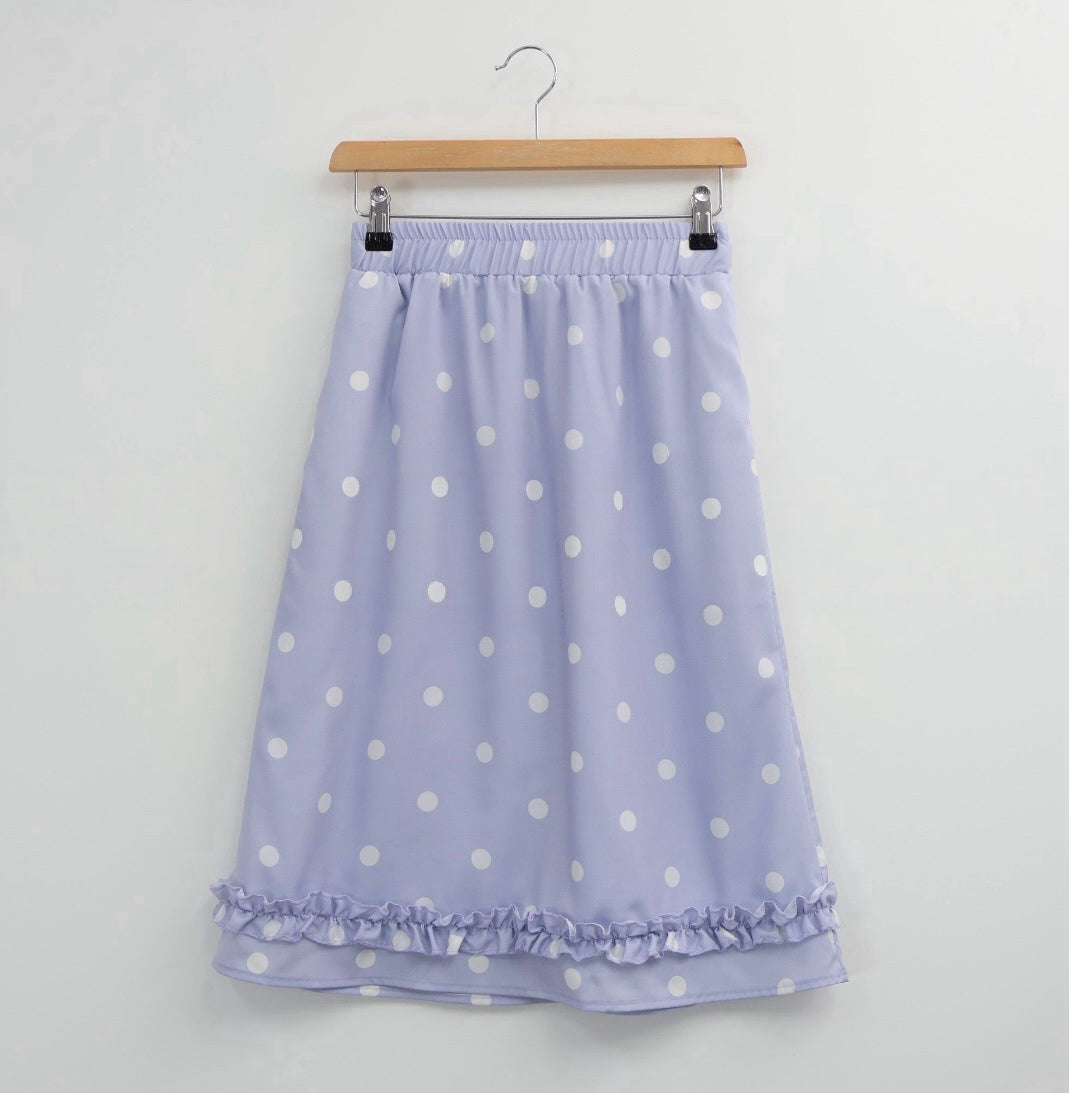 Polka Dot Ruffle Midi Skirt