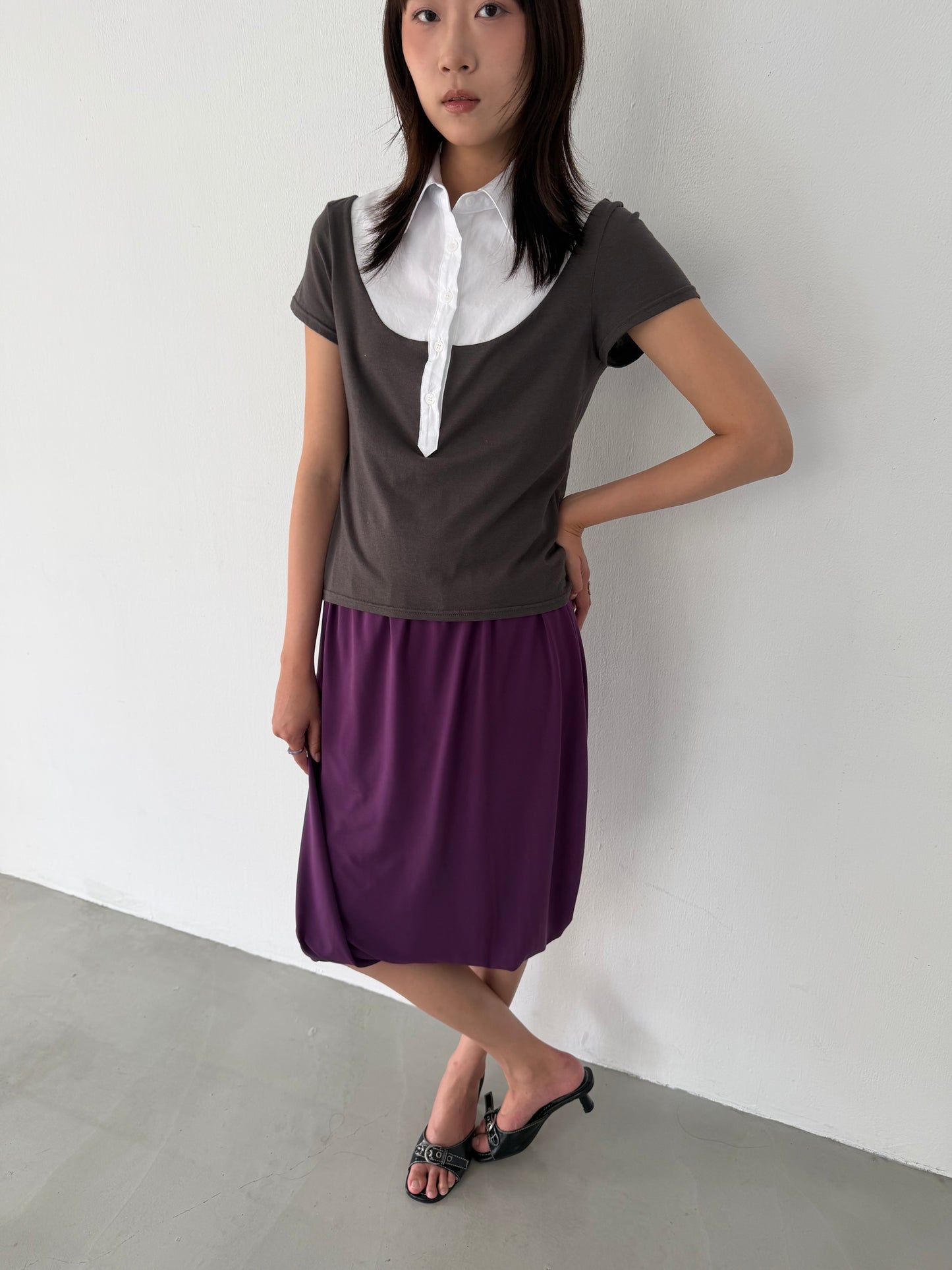 Elastic tulip midi skirt