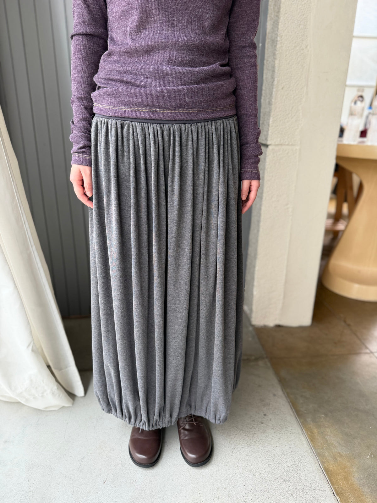 Draped Cocoon Maxi Skirt