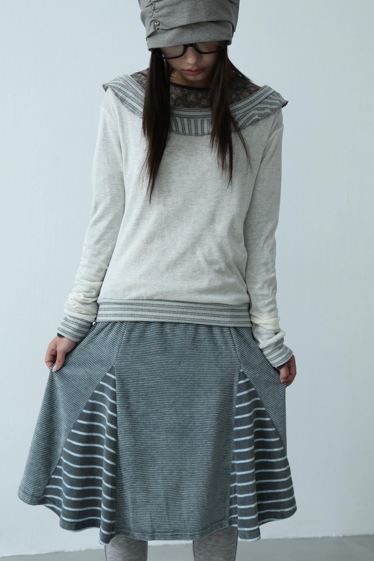 Floral striped skirt