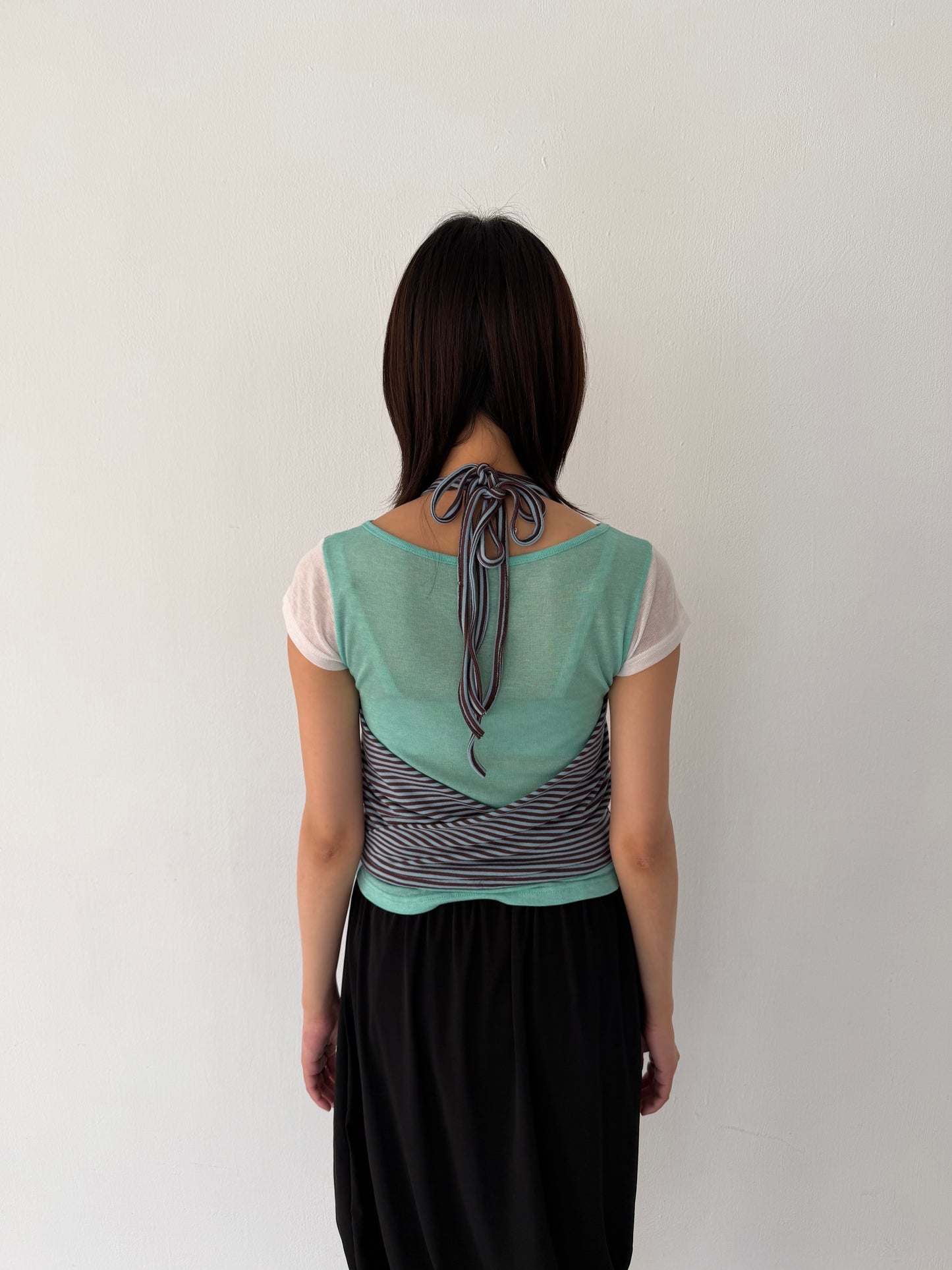 Asymmetrical short-sleeved top