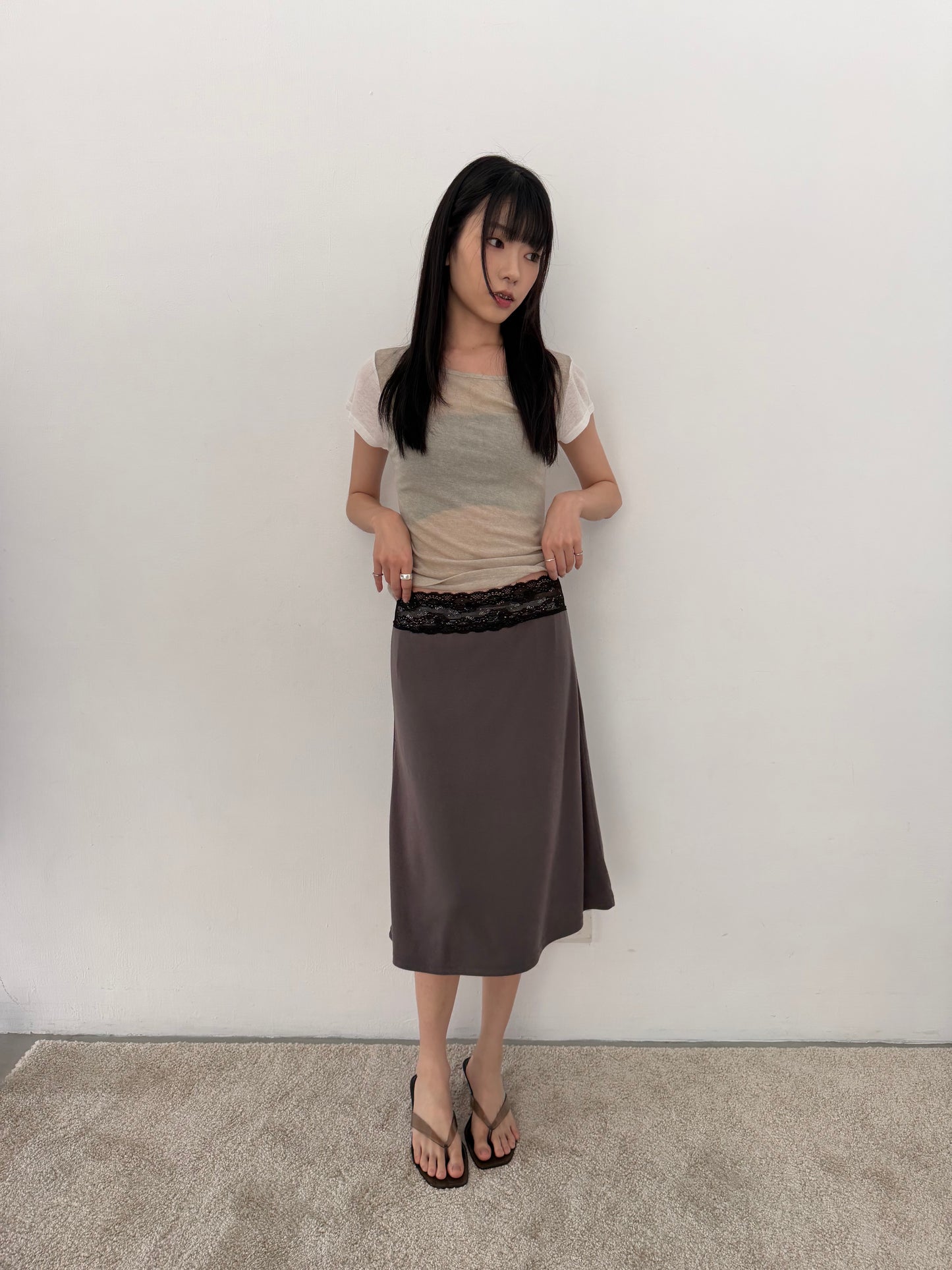 Asymmetrical short-sleeved top