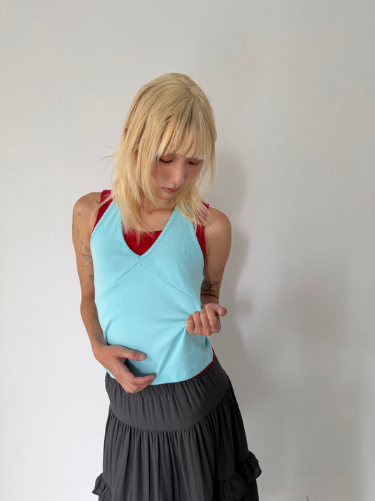 Brightly colored halter neck vest