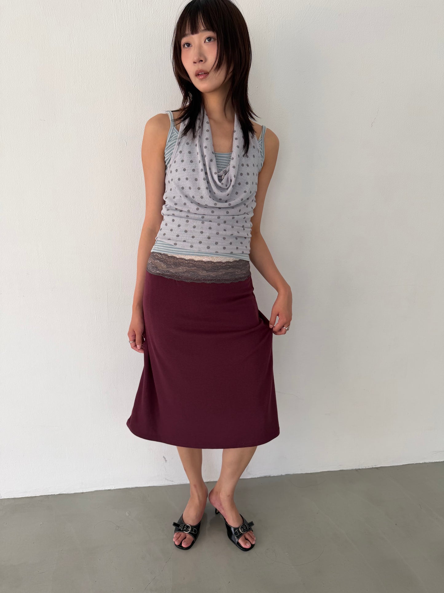 Lace cotton straight skirt
