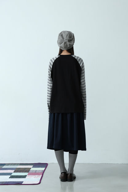 Elastic button midi skirt
