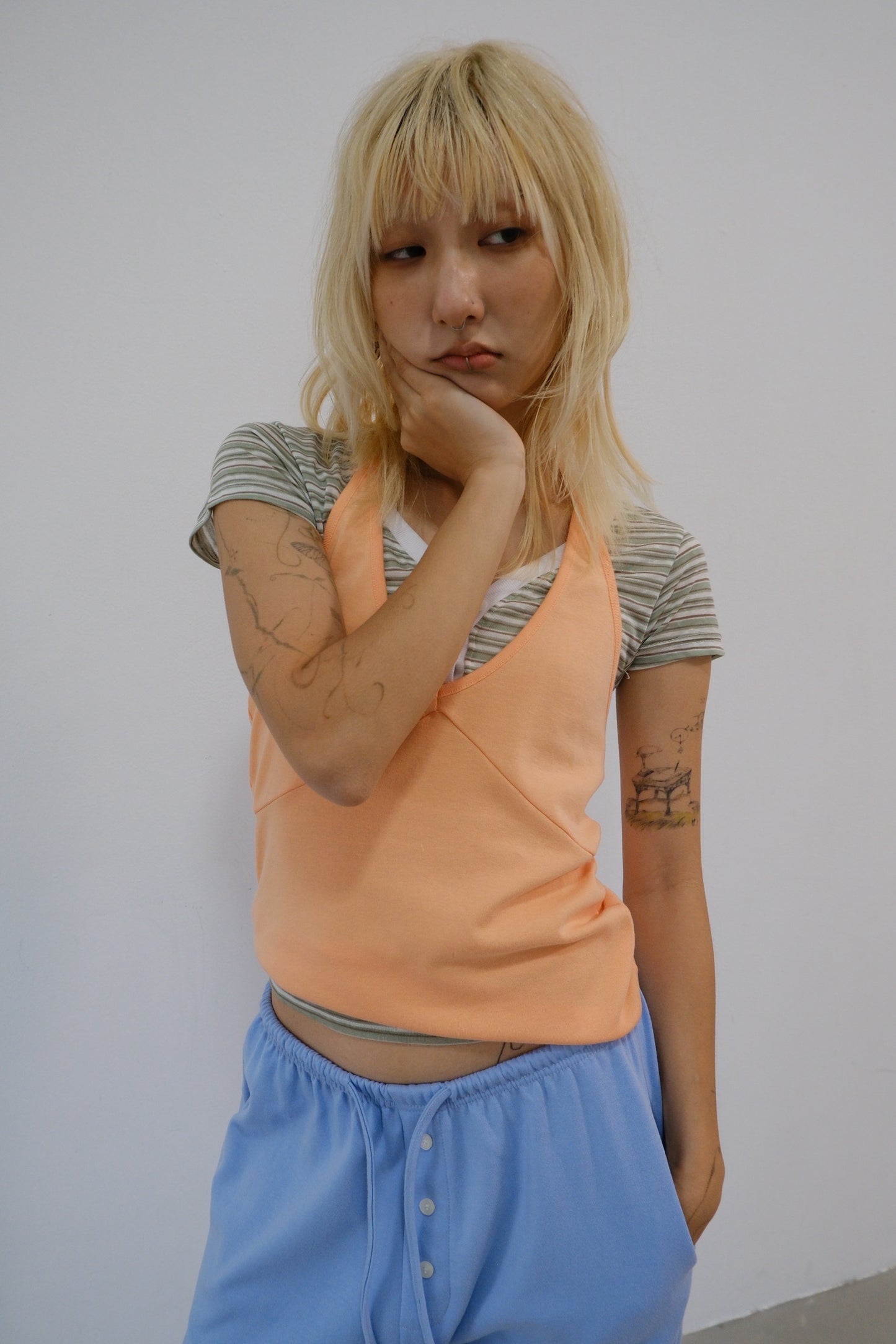 Mint Stripe Henley Tee