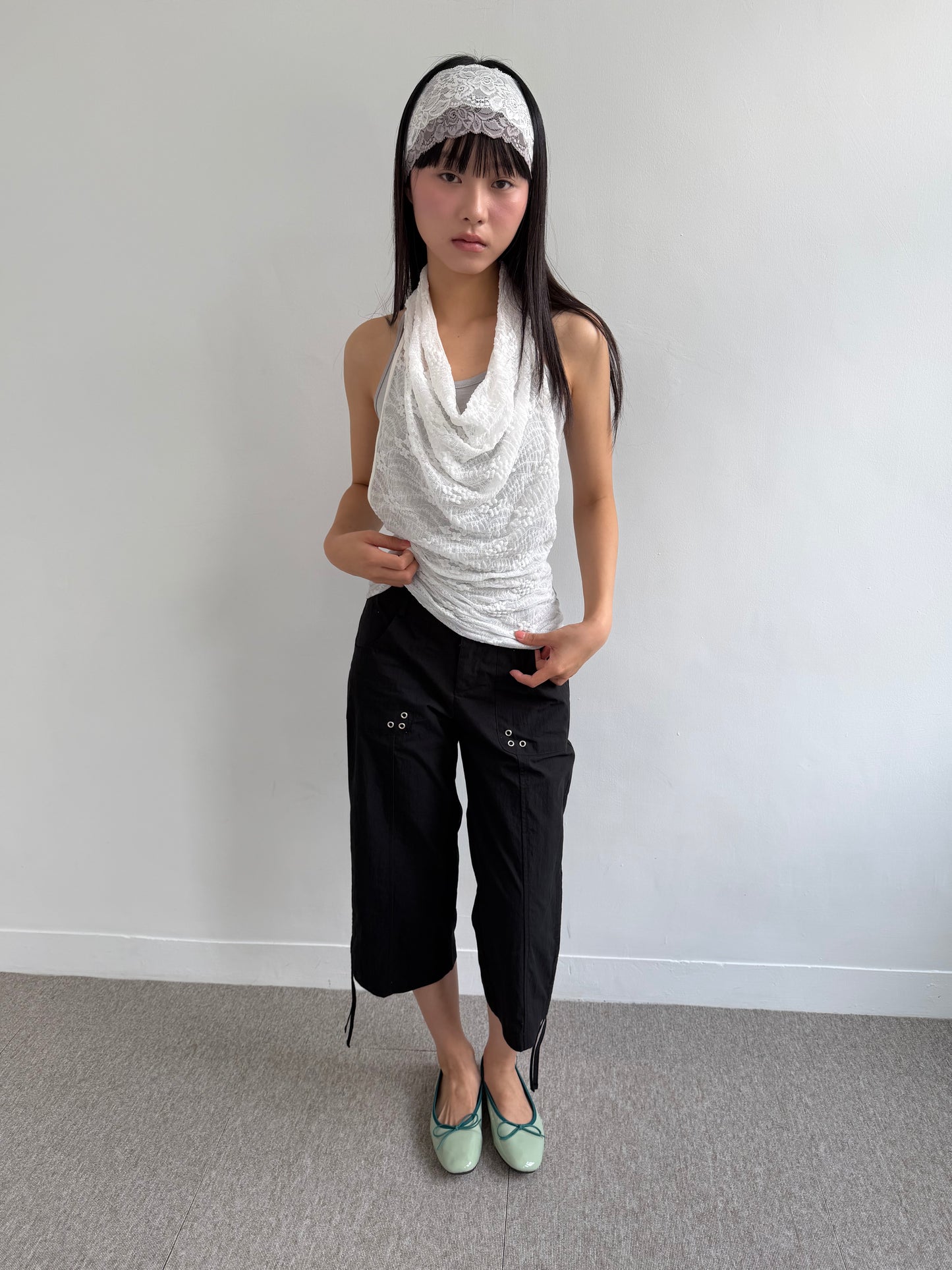 Lace Cowl Neck Tank Top