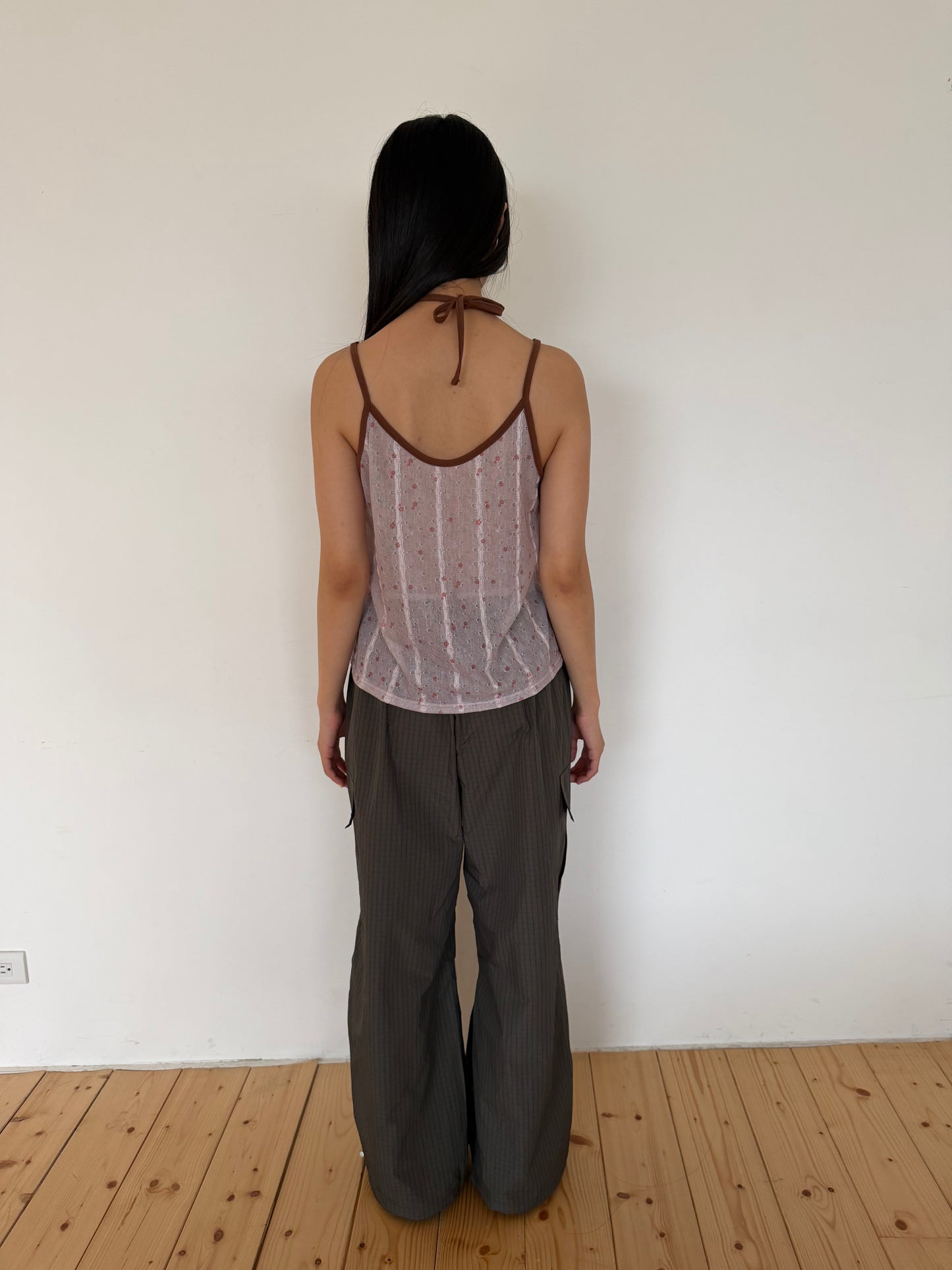 Layered Waist Grid Cargo Pants