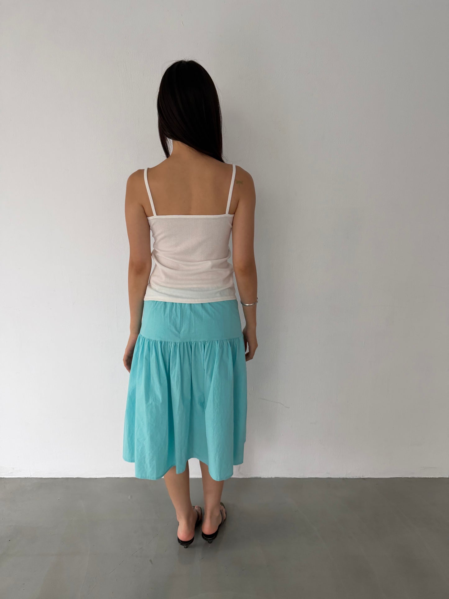 Side-button midi skirt