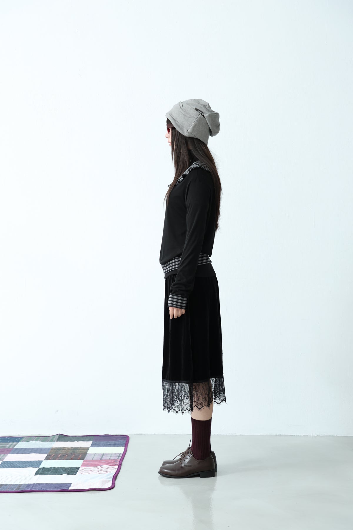 Suede Lace-Trim Skirt
