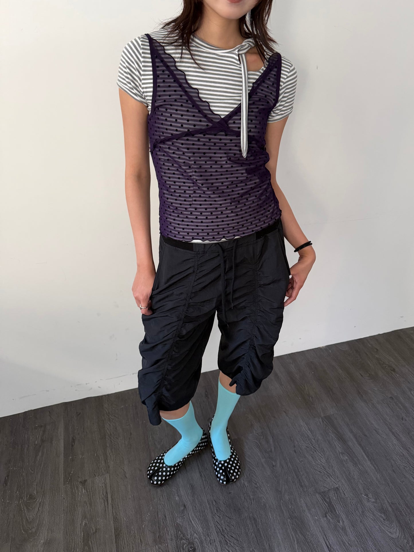 Sheer polka dot vest