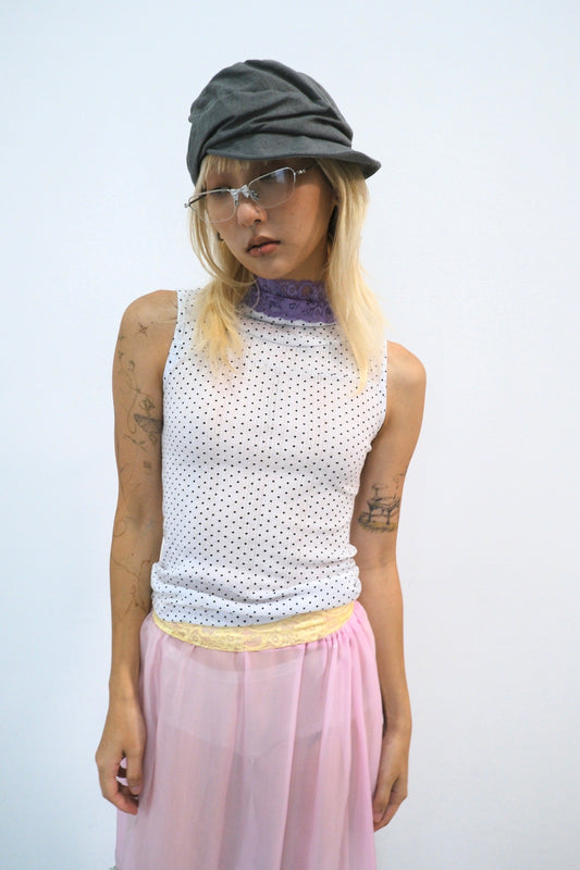 Polka Hood Sleeveless Top