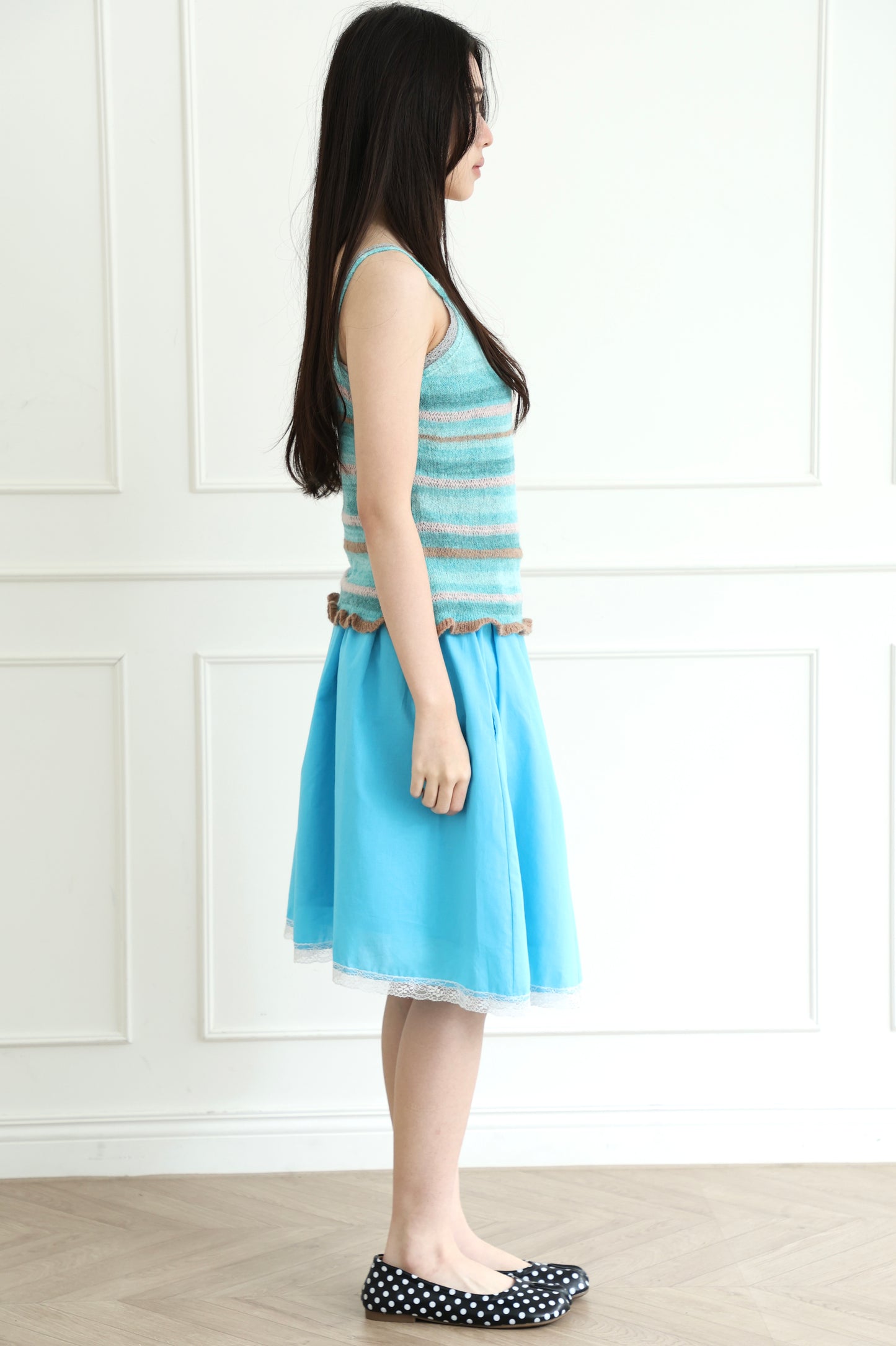 Knit striped spaghetti strap vest